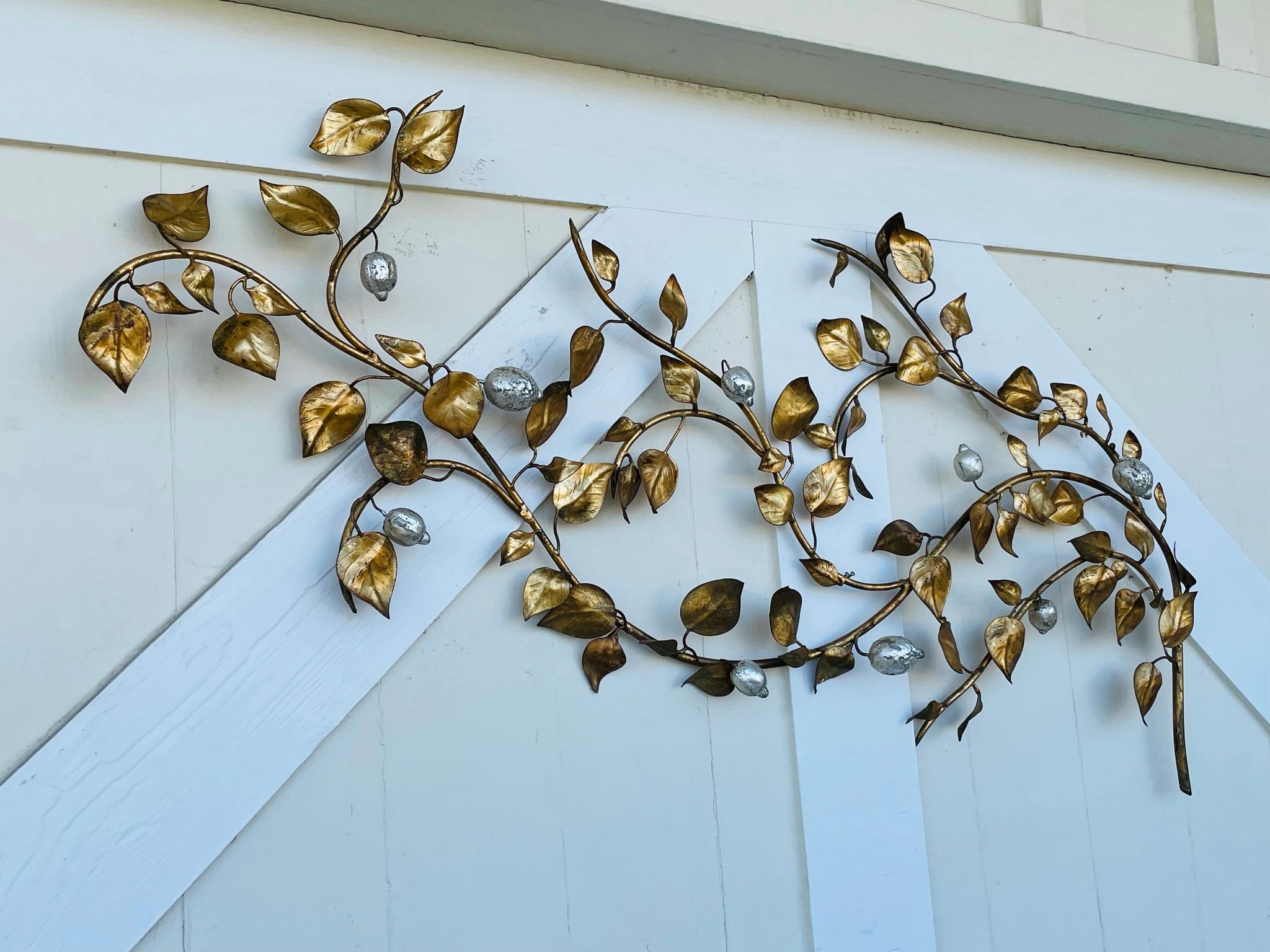 Italian Gilded Metal Lemon Tree Wall Sculpture 5