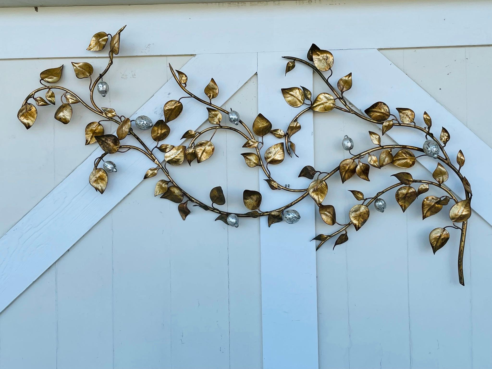 Italian Gilded Metal Lemon Tree Wall Sculpture 11