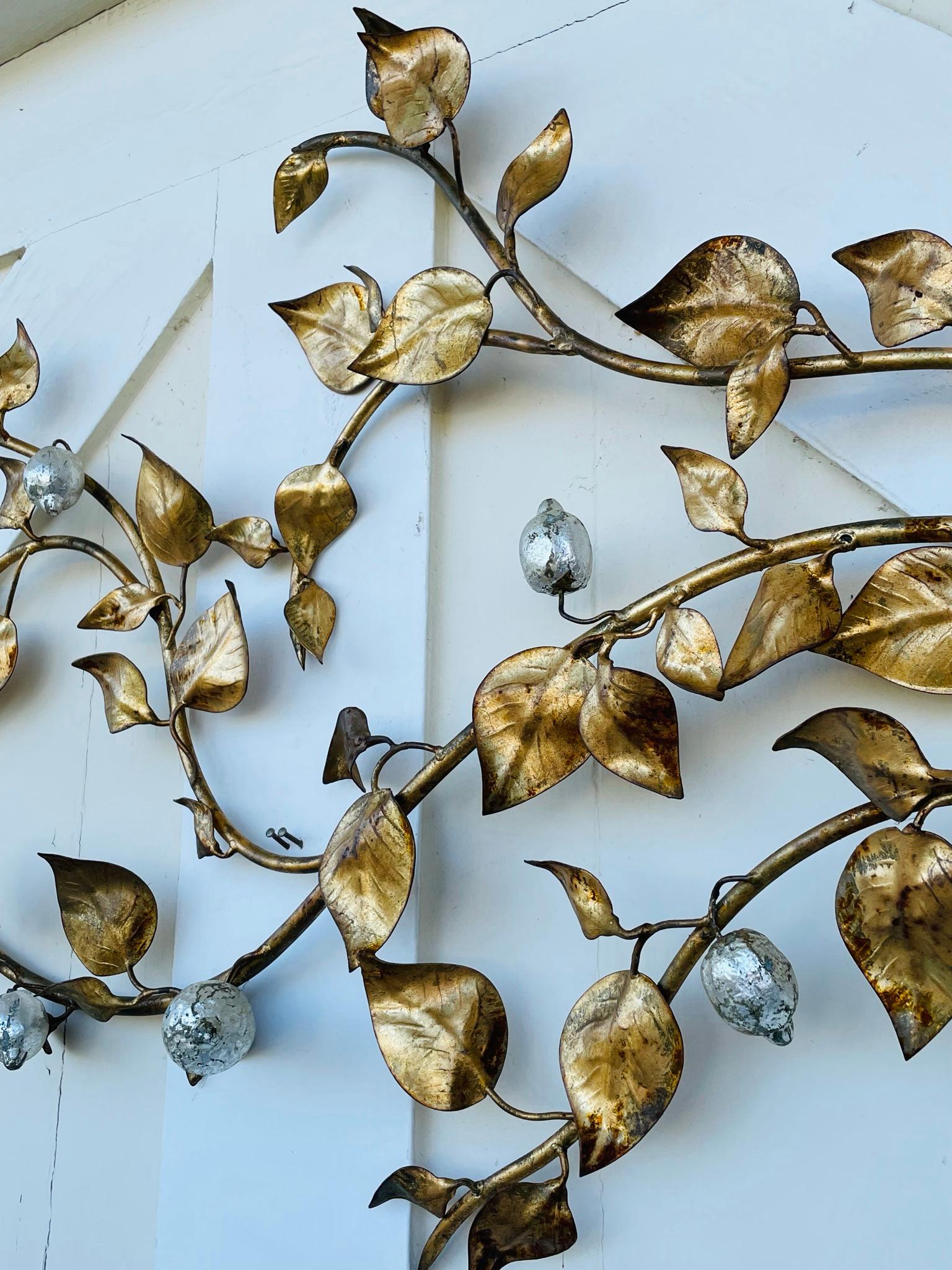 Italian Gilded Metal Lemon Tree Wall Sculpture 12
