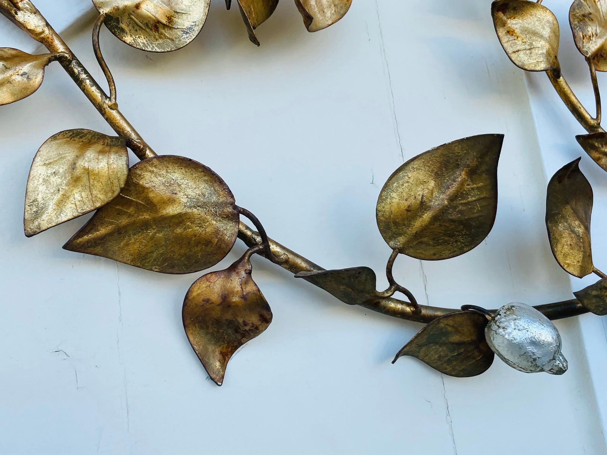 Italian Gilded Metal Lemon Tree Wall Sculpture 13
