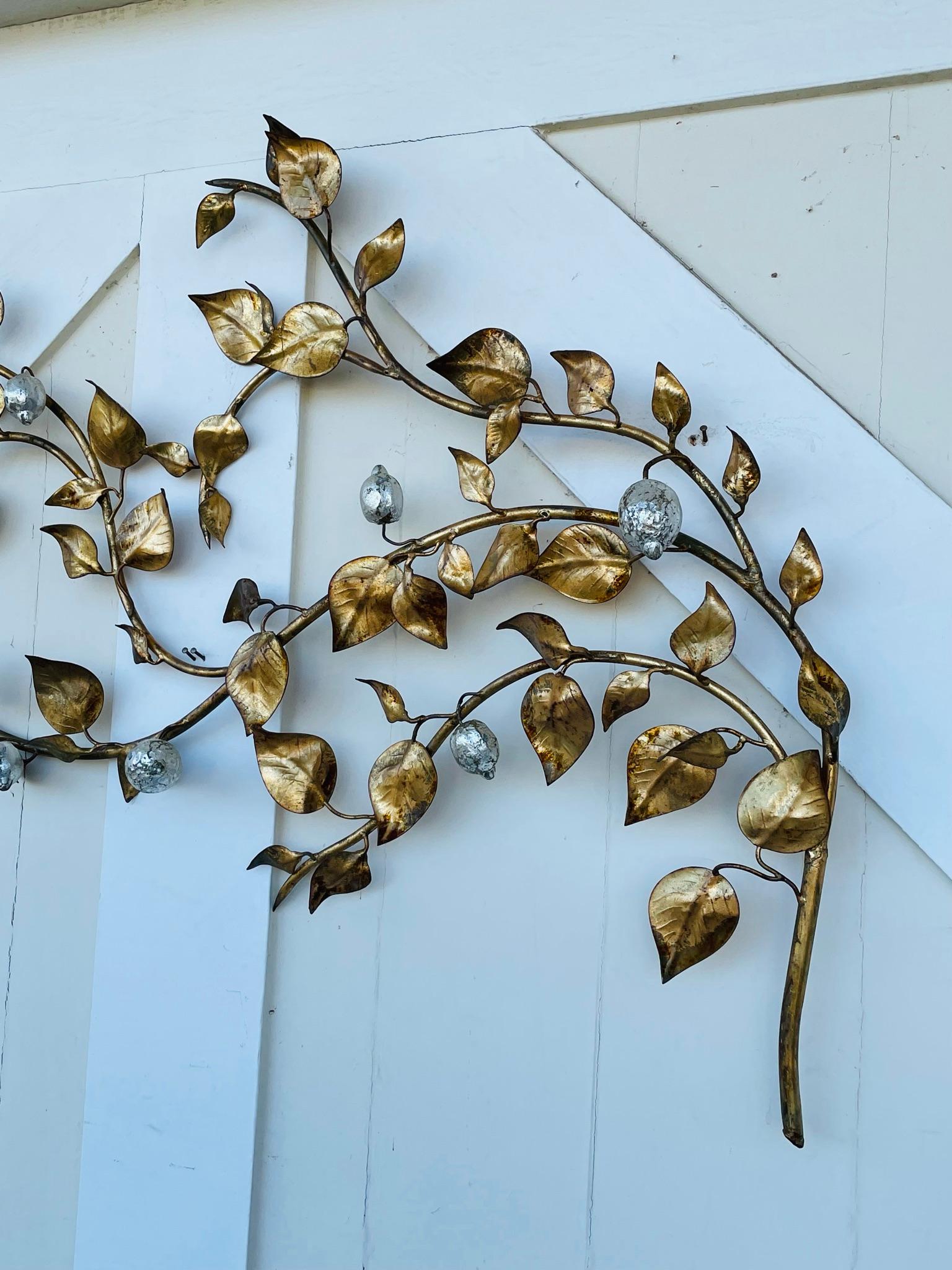 Italian Gilded Metal Lemon Tree Wall Sculpture In Good Condition In Los Angeles, CA