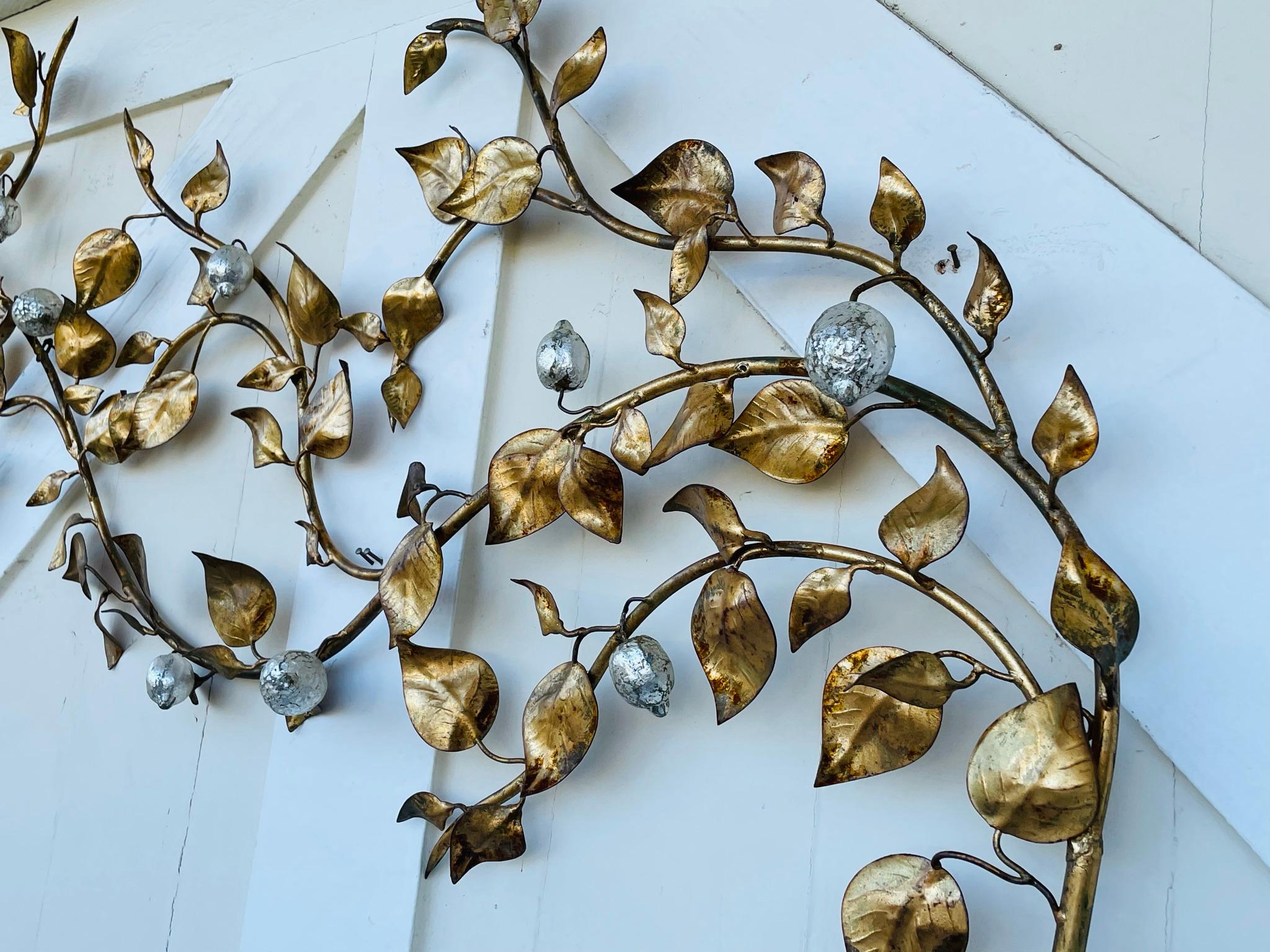 Mid-20th Century Italian Gilded Metal Lemon Tree Wall Sculpture