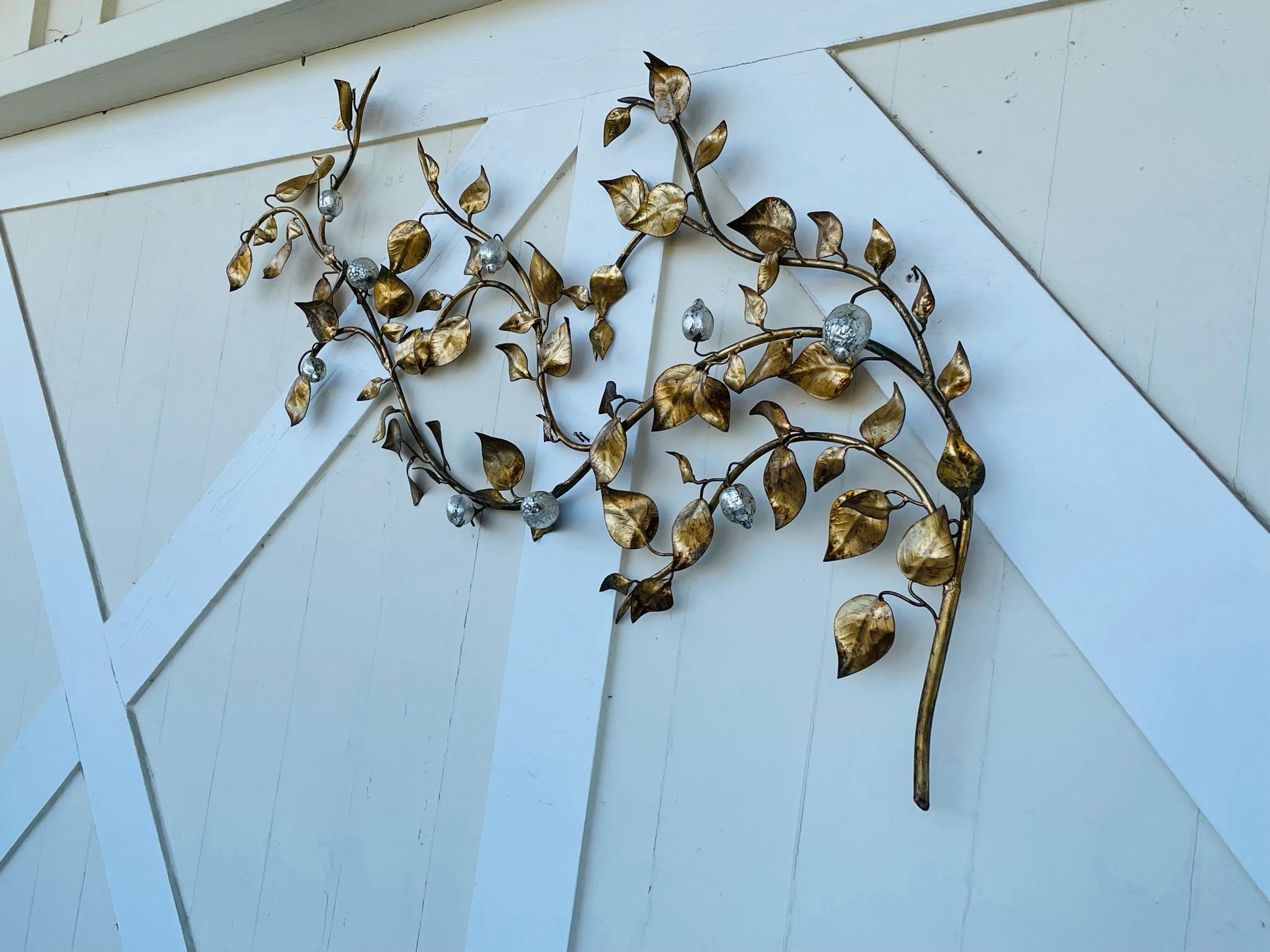 Italian Gilded Metal Lemon Tree Wall Sculpture 1
