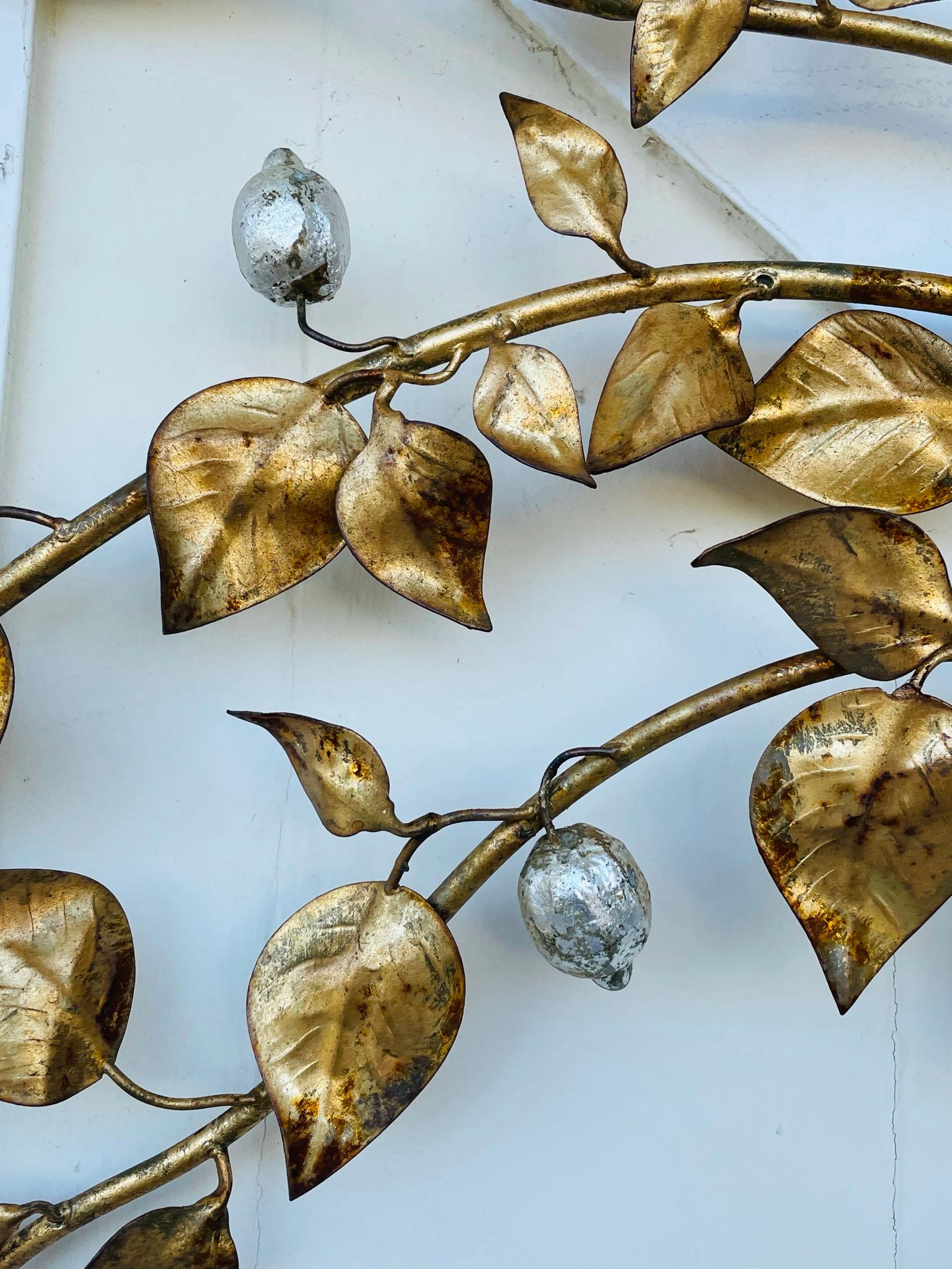 Italian Gilded Metal Lemon Tree Wall Sculpture 2