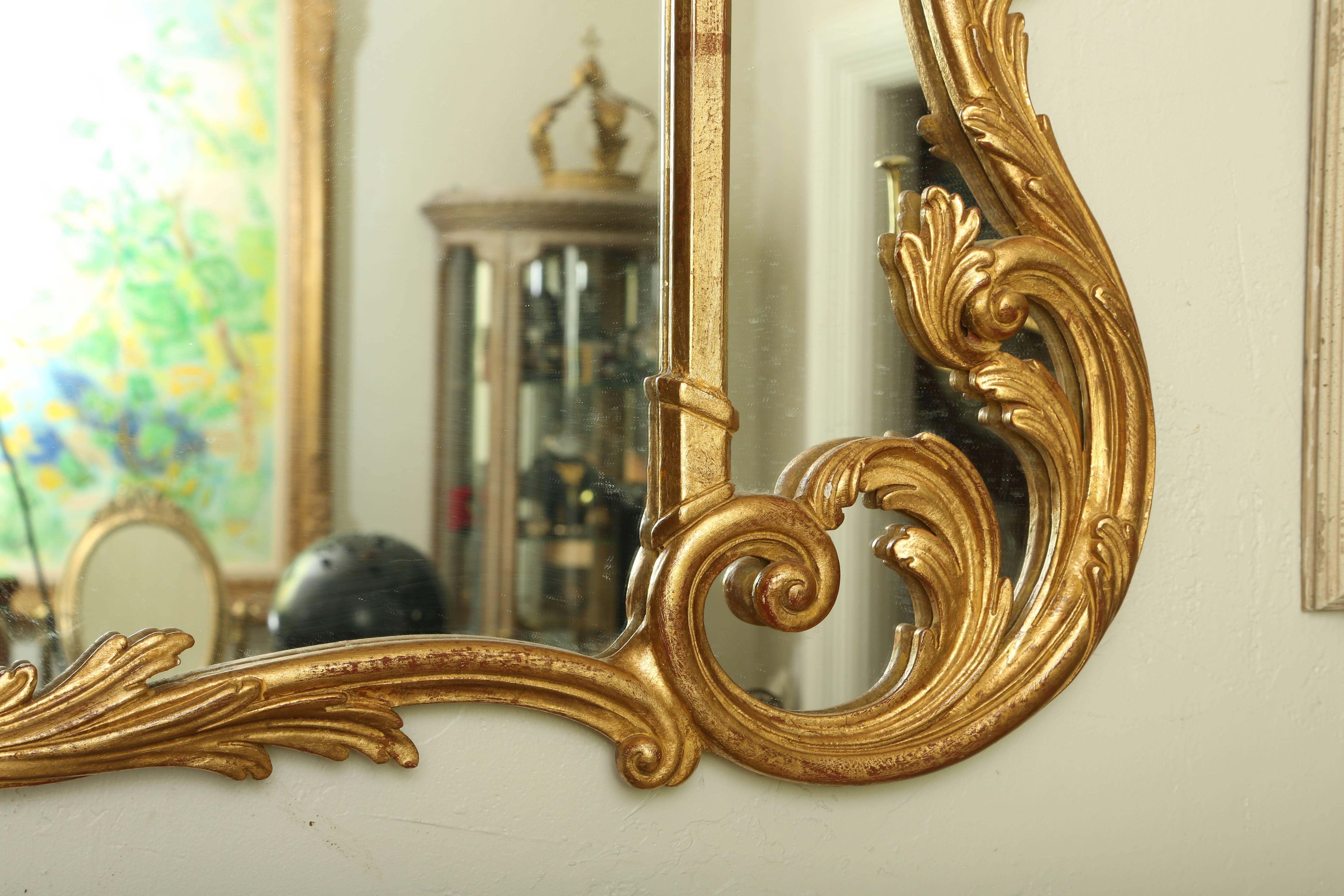 Italian gilded mantle or fireplace mirror.