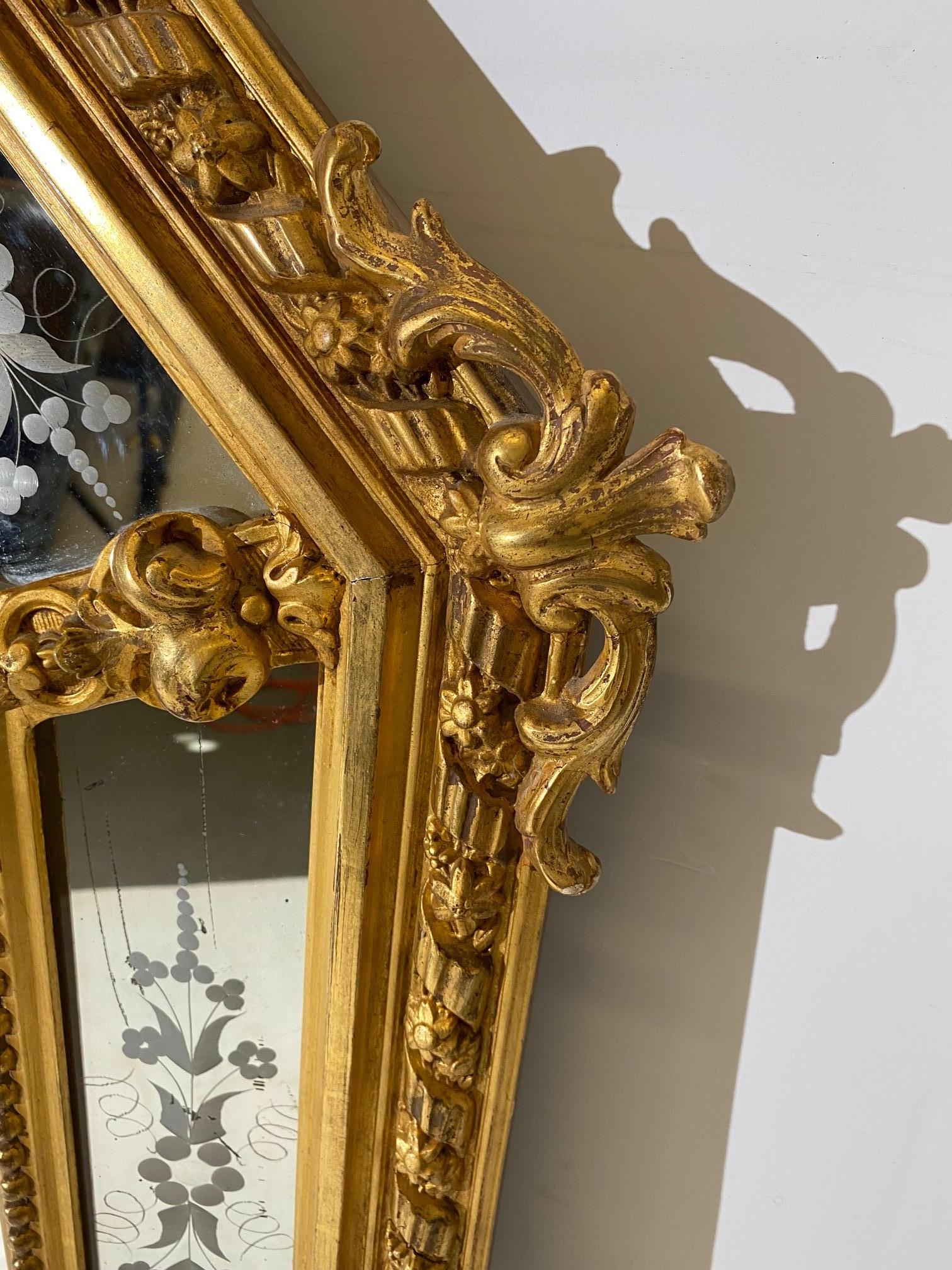 Italian Gilded Mirror In Good Condition For Sale In Pomona, CA