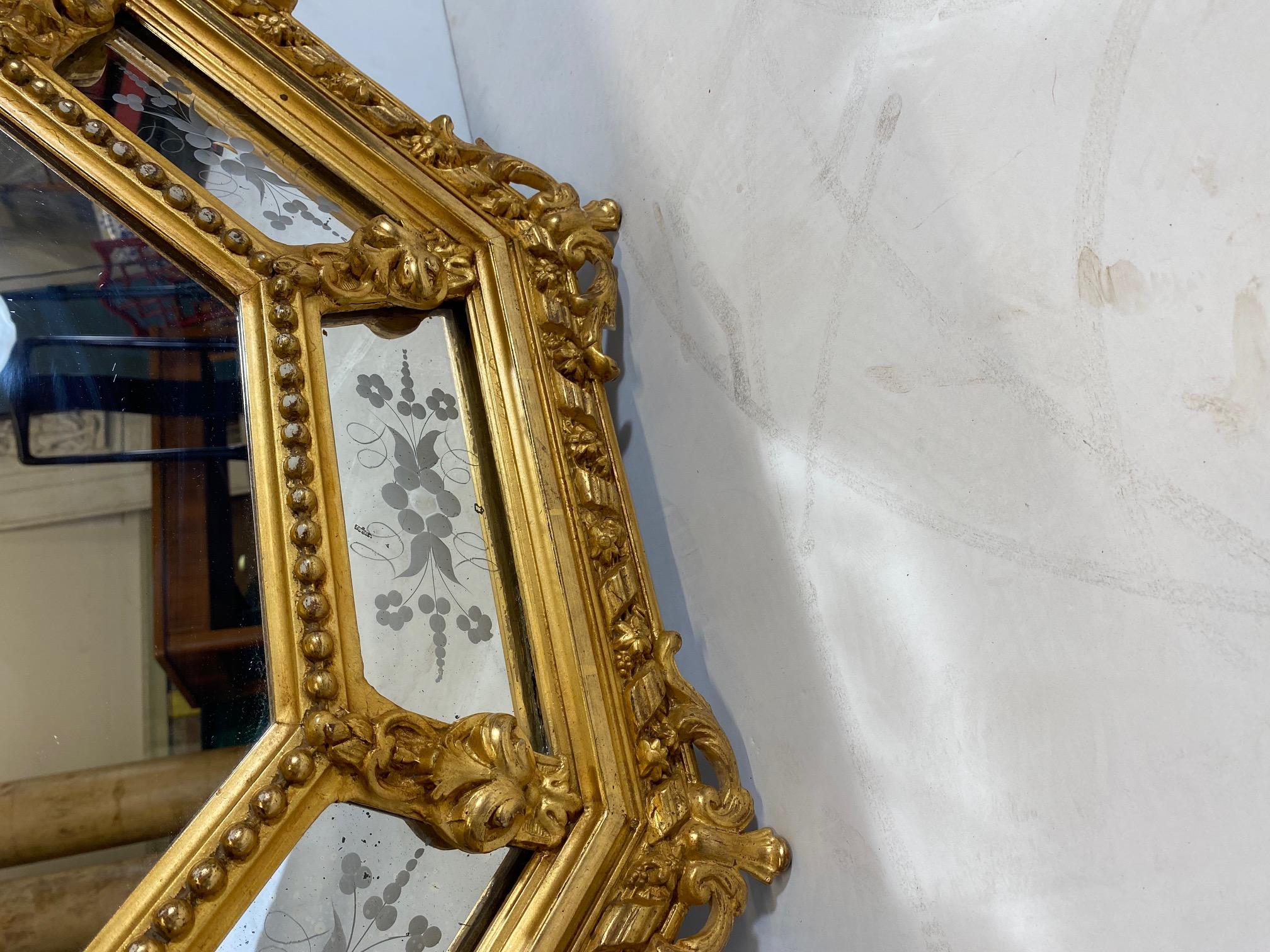 Mid-20th Century Italian Gilded Mirror For Sale