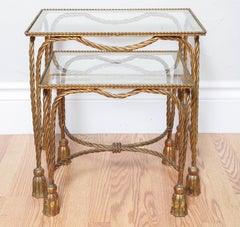 Italian Gilded Rope and Tassel Stacking Tables