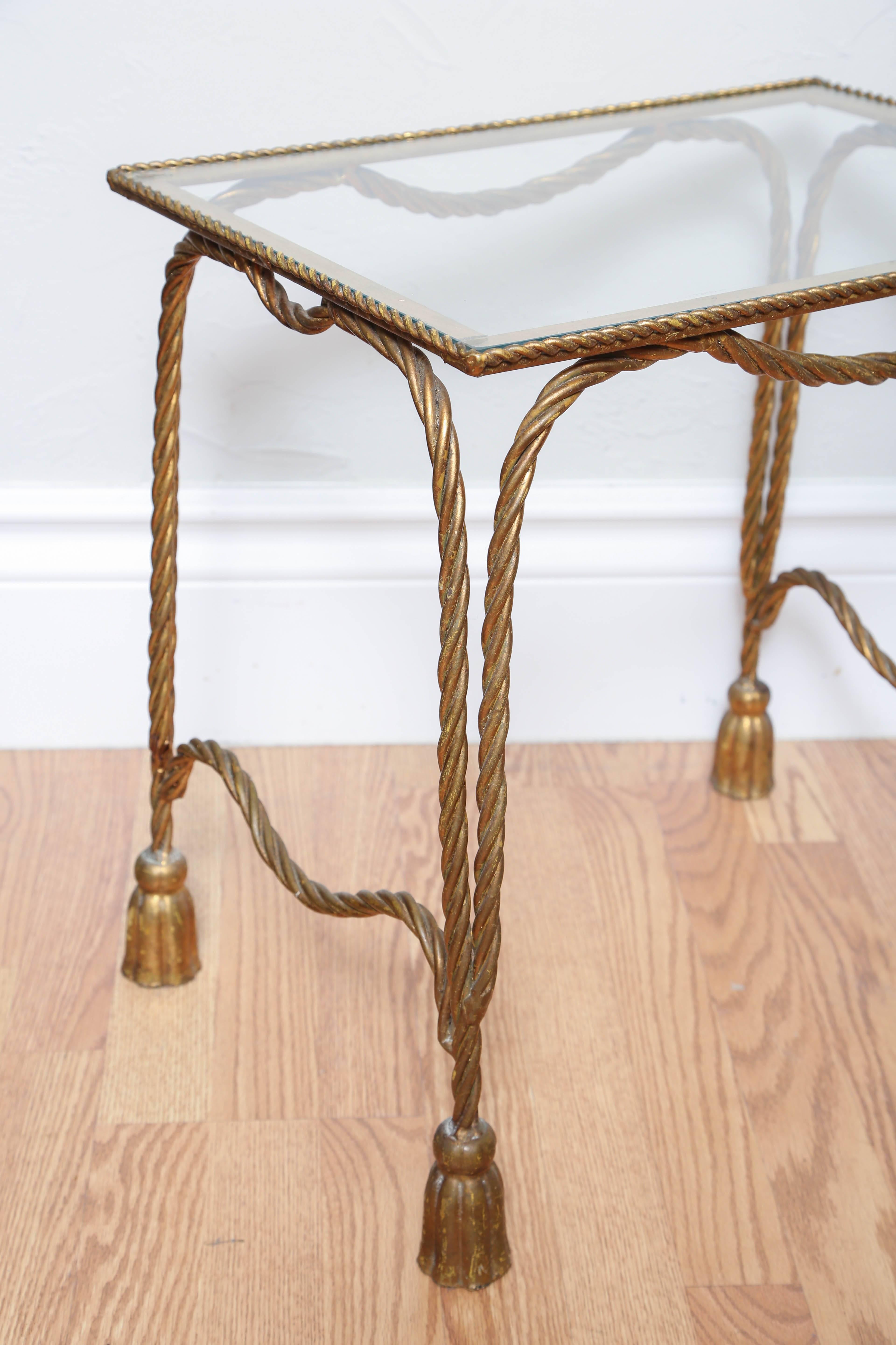 20th Century Italian Gilded Rope and Tassel Stacking Tables For Sale