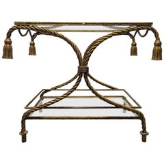 Italian Gilded Rope and Tassel Two-Tier Side Table / Bar Cart