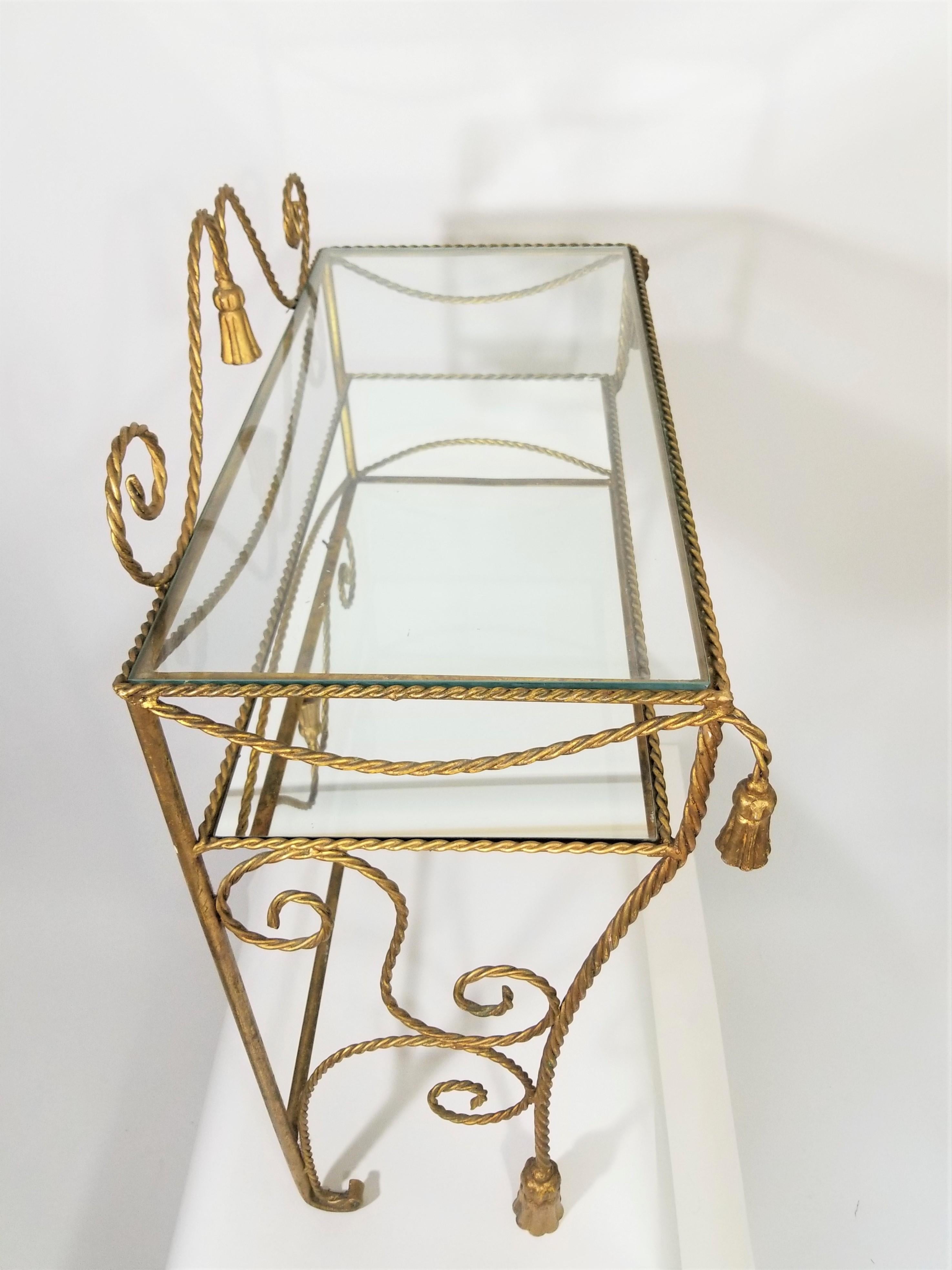 Italian Gilded Rope Tassel Glass Mirror Vanity Dressing Table Made in Italy For Sale 8