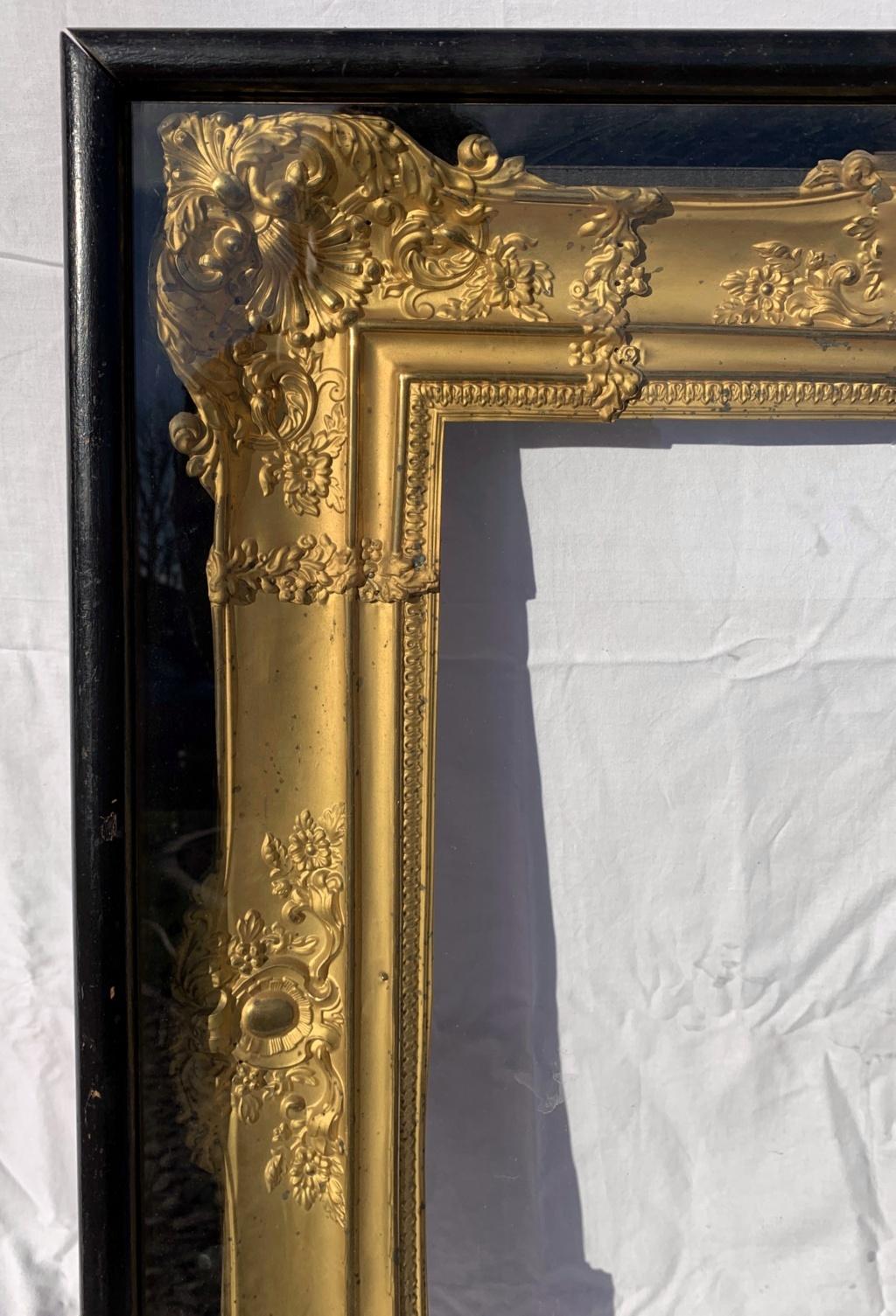 Embossed Italian Gilded Sheet Metal Frame in Display Case, Italy 19th Century Rome Empire For Sale