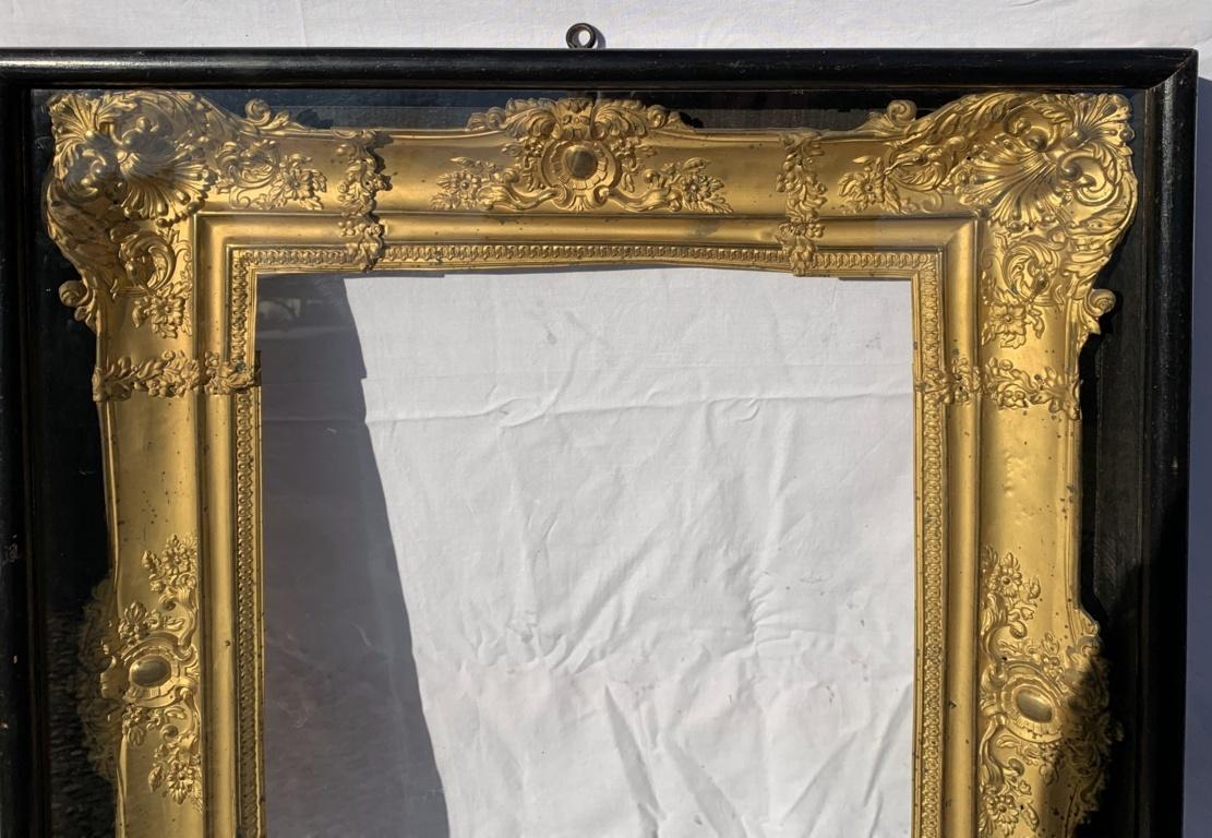 Italian Gilded Sheet Metal Frame in Display Case, Italy 19th Century Rome Empire For Sale 1