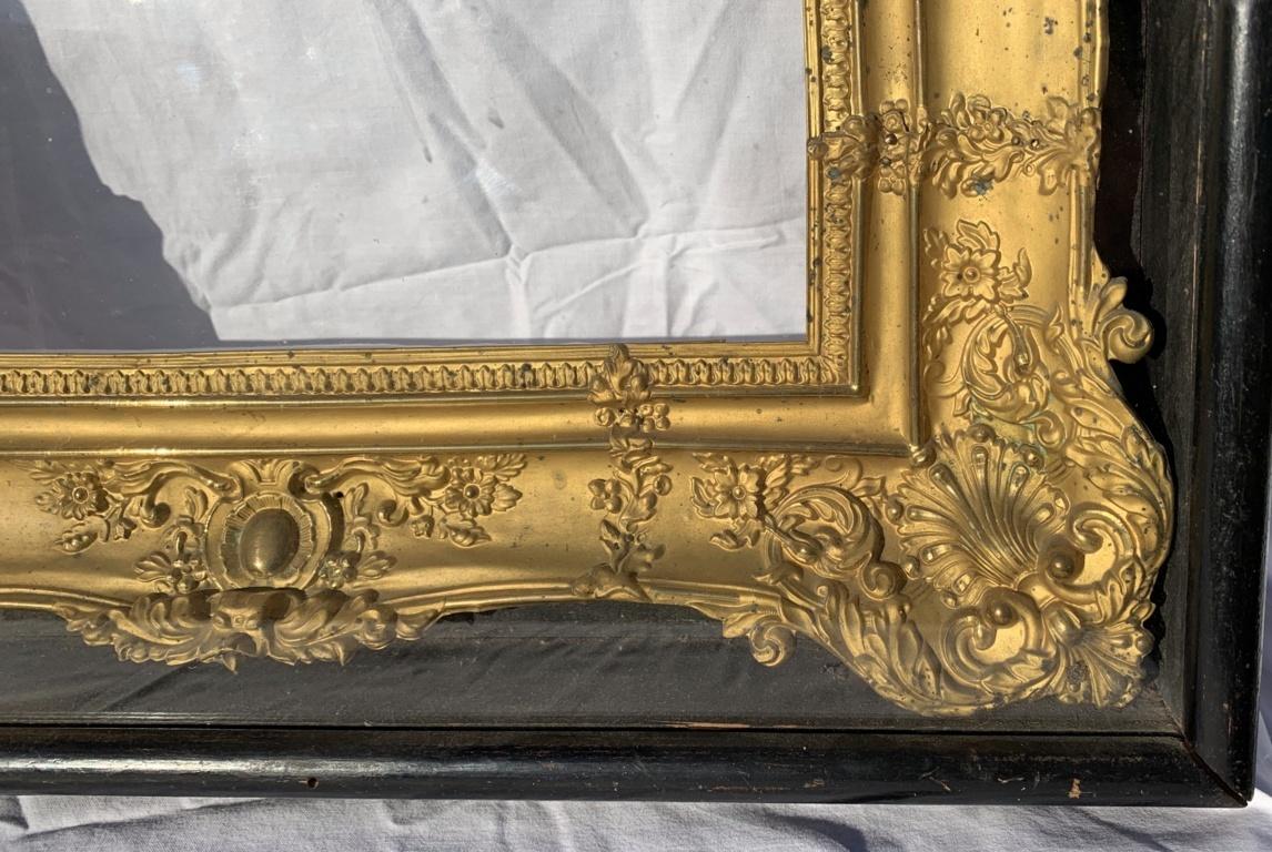 Italian Gilded Sheet Metal Frame in Display Case, Italy 19th Century Rome Empire For Sale 2