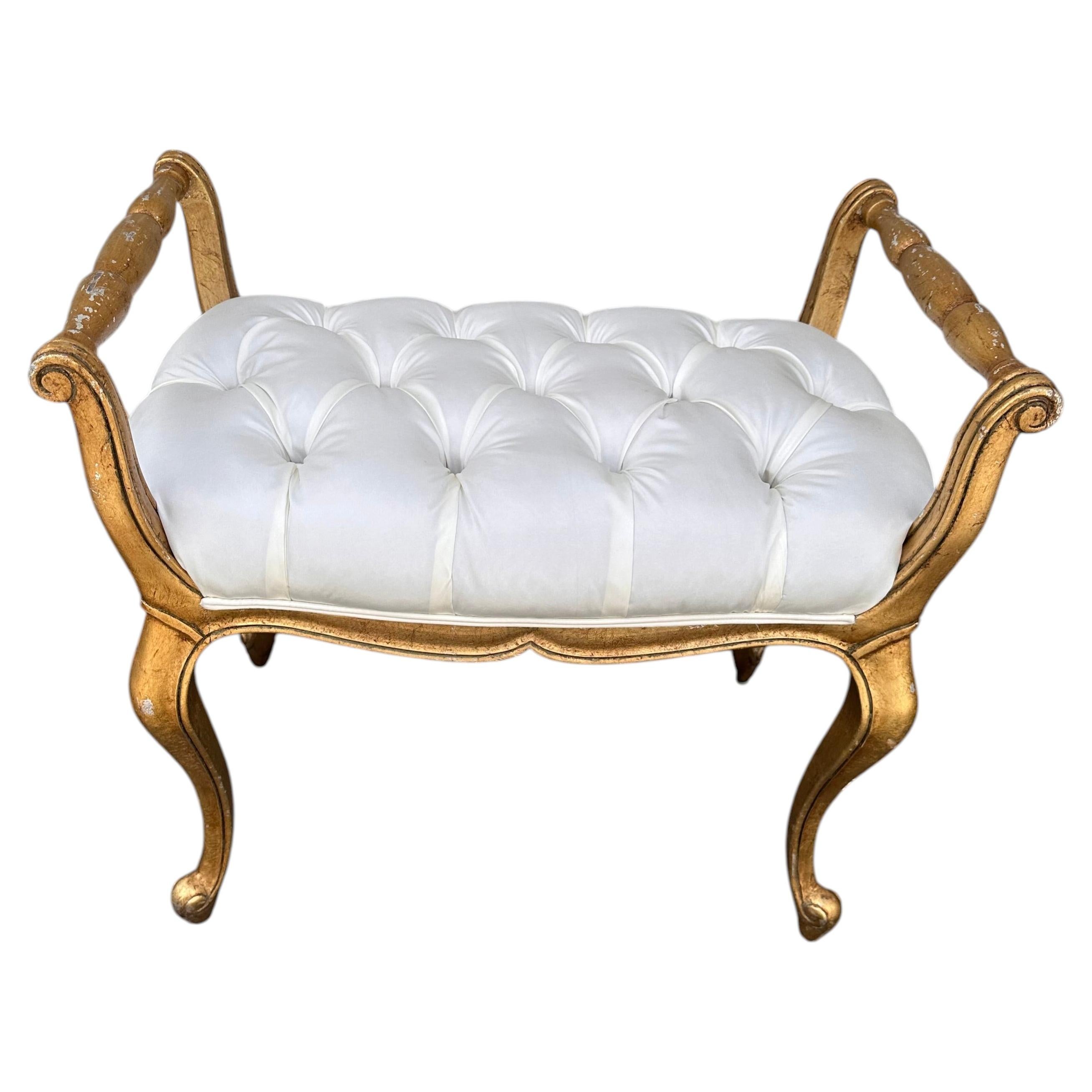 Italian gilded small bench , Circa 1960 For Sale