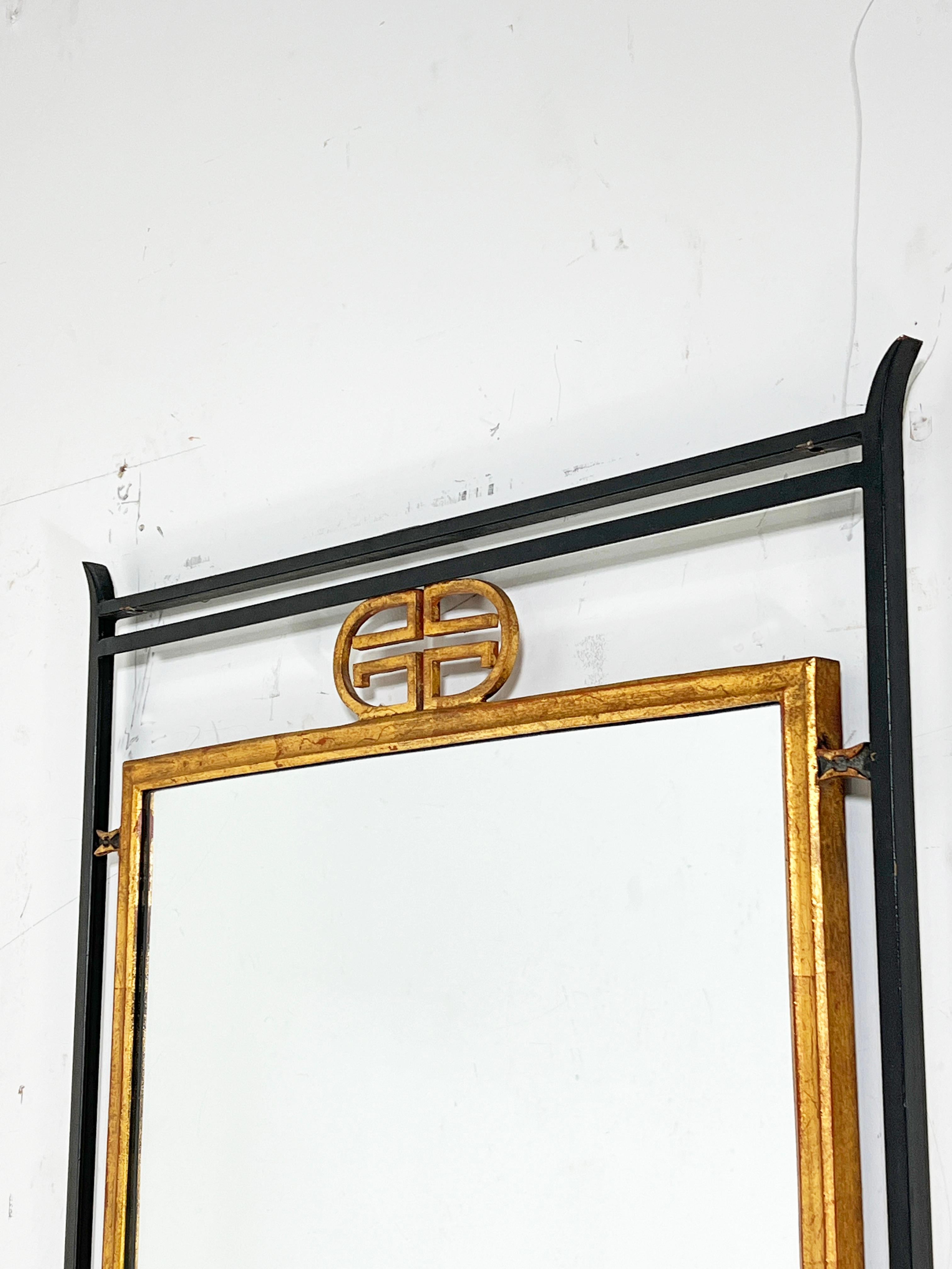 Miroir mural doré et console à plateau de marbre italiens par Palladio, vers 1950 1950s Bon état - En vente à Peabody, MA