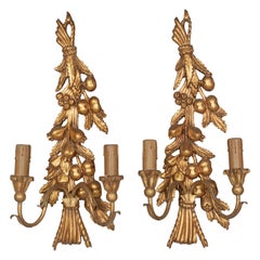Italian Gilded Wood Sconce Pair
