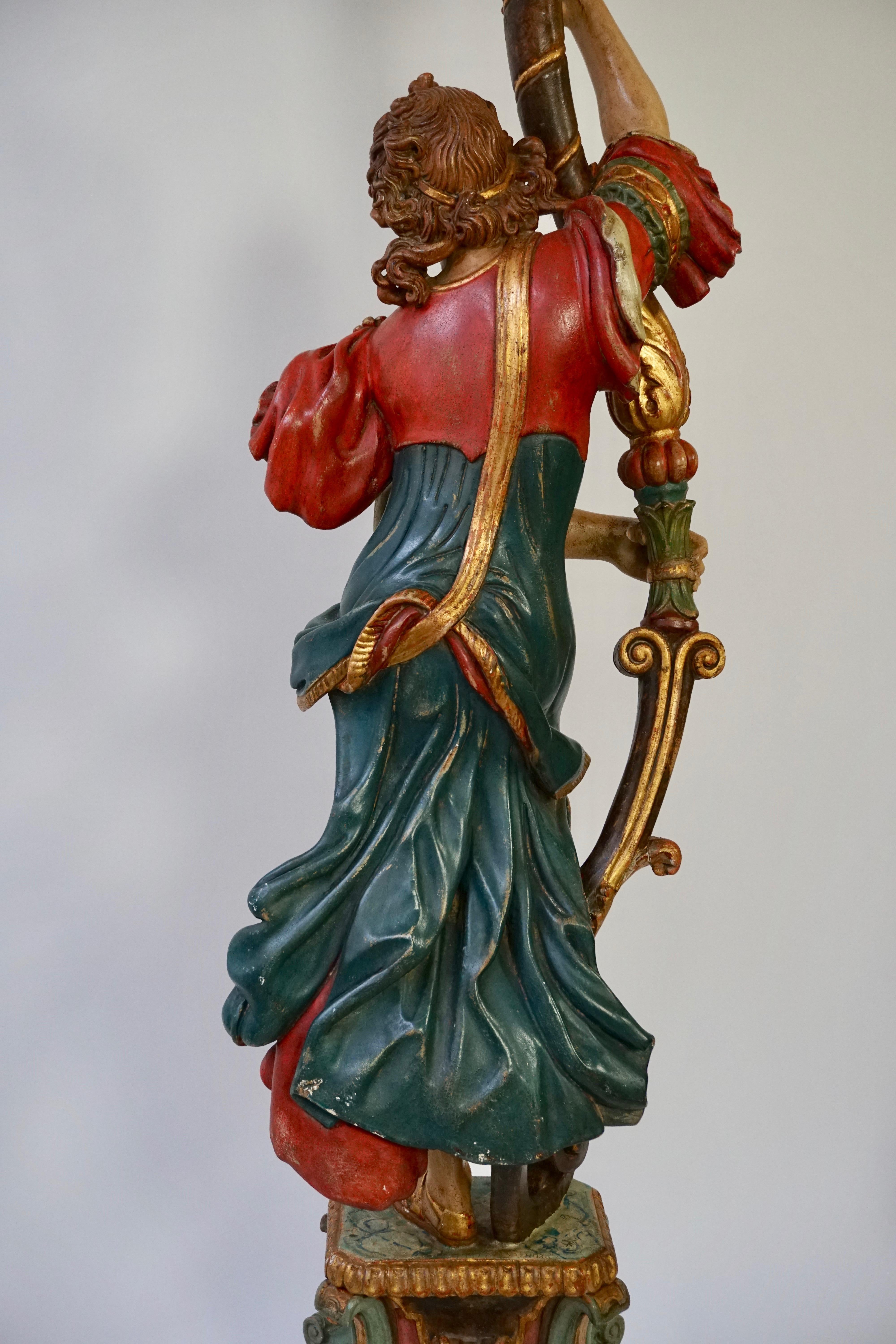 Italian Gilded Wood Venetian Figural Torchère Candelabra Floor Lamp 8
