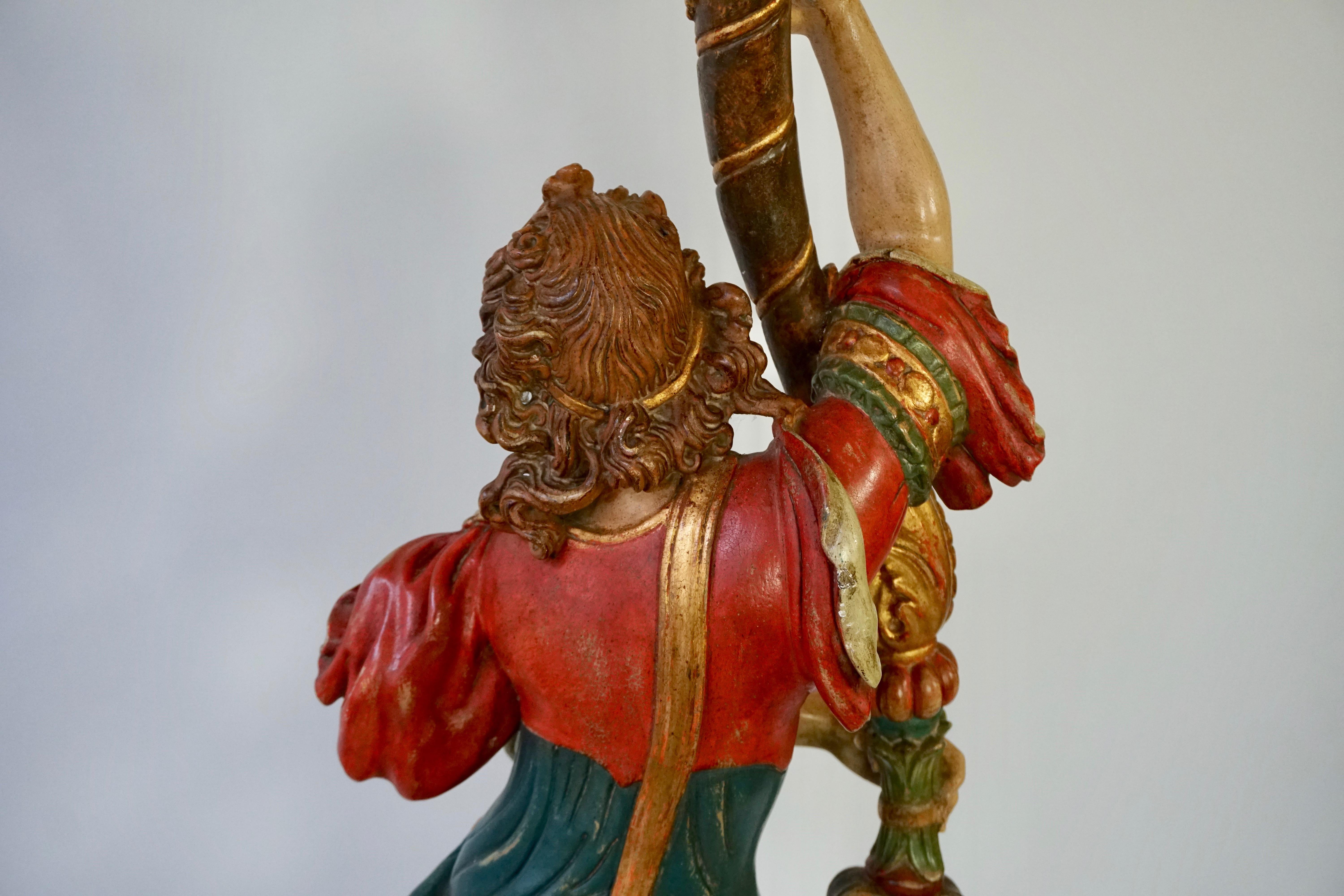 Italian Gilded Wood Venetian Figural Torchère Candelabra Floor Lamp 9