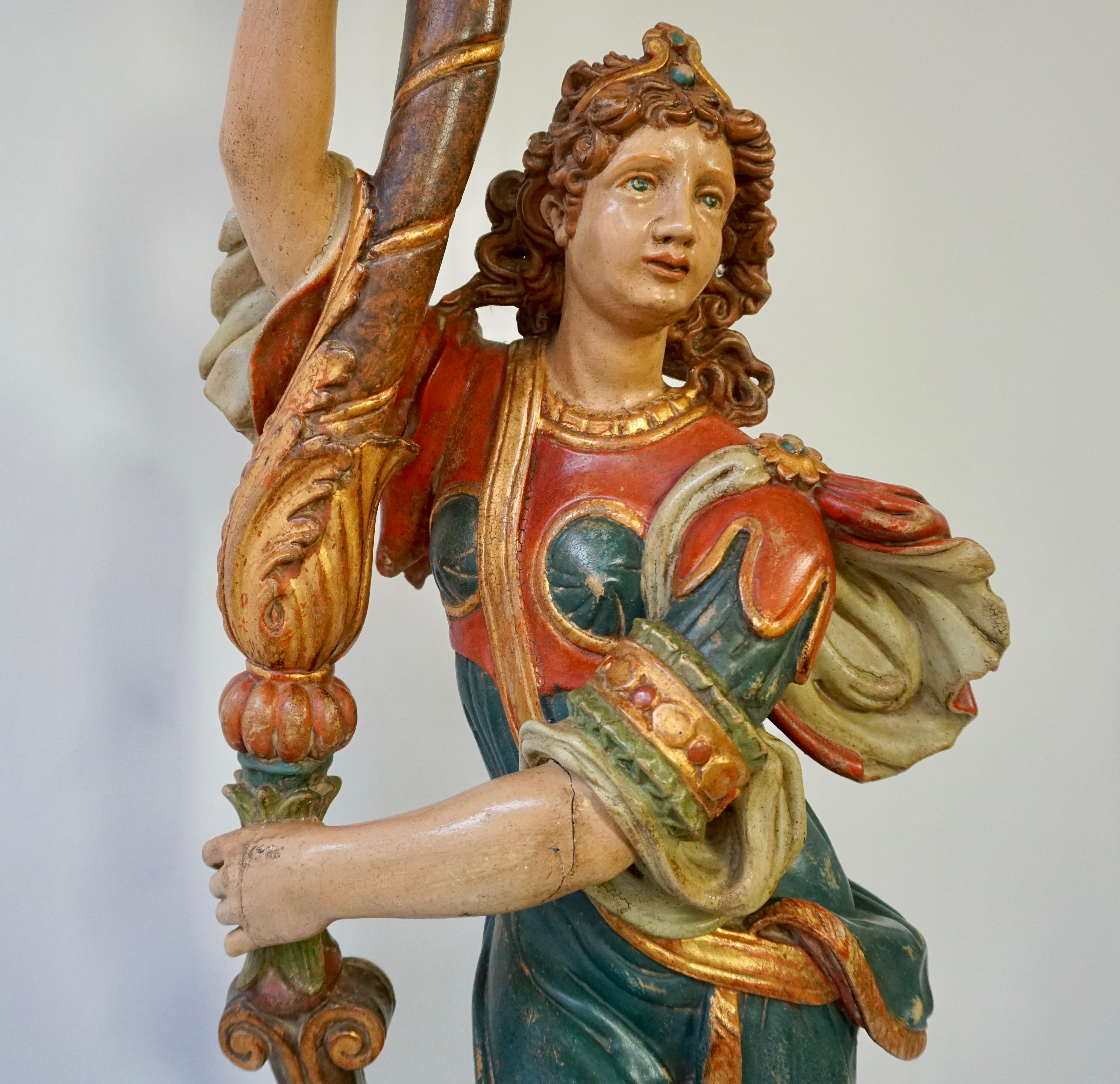 Italian Gilded Wood Venetian Figural Torchère Candelabra Floor Lamp 13