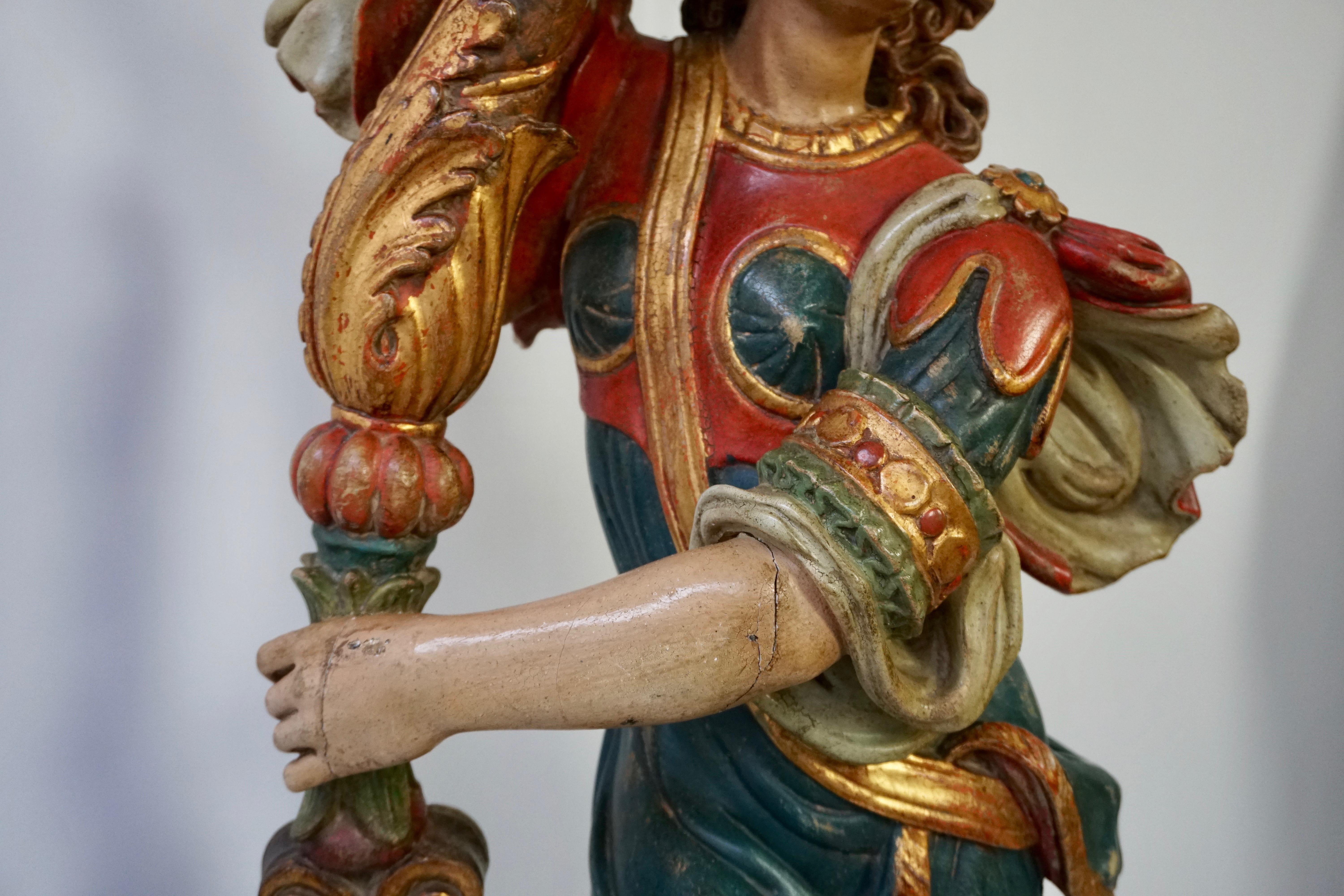 Italian Gilded Wood Venetian Figural Torchère Candelabra Floor Lamp 14