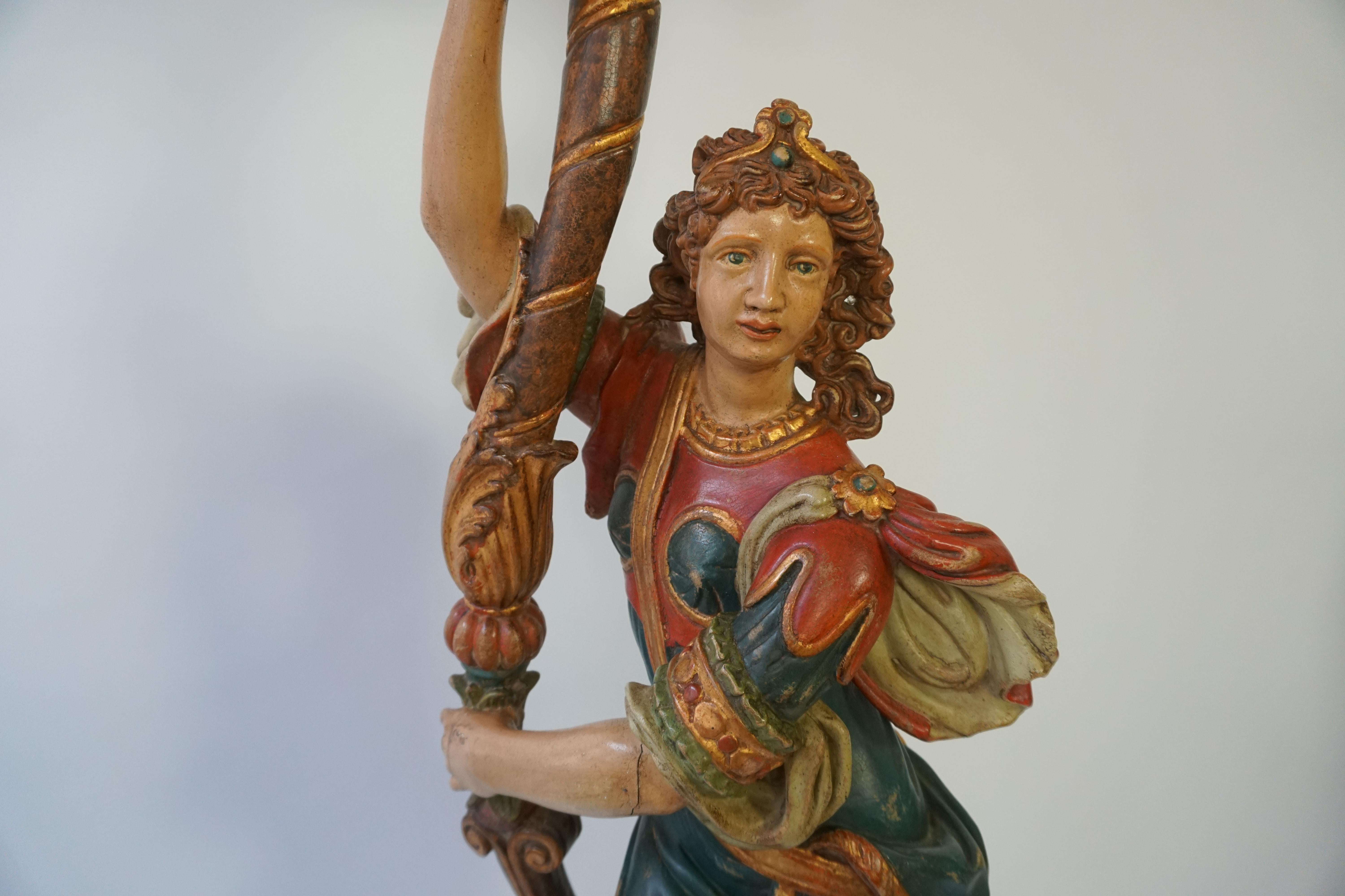 Italian Gilded Wood Venetian Figural Torchère Candelabra Floor Lamp 6