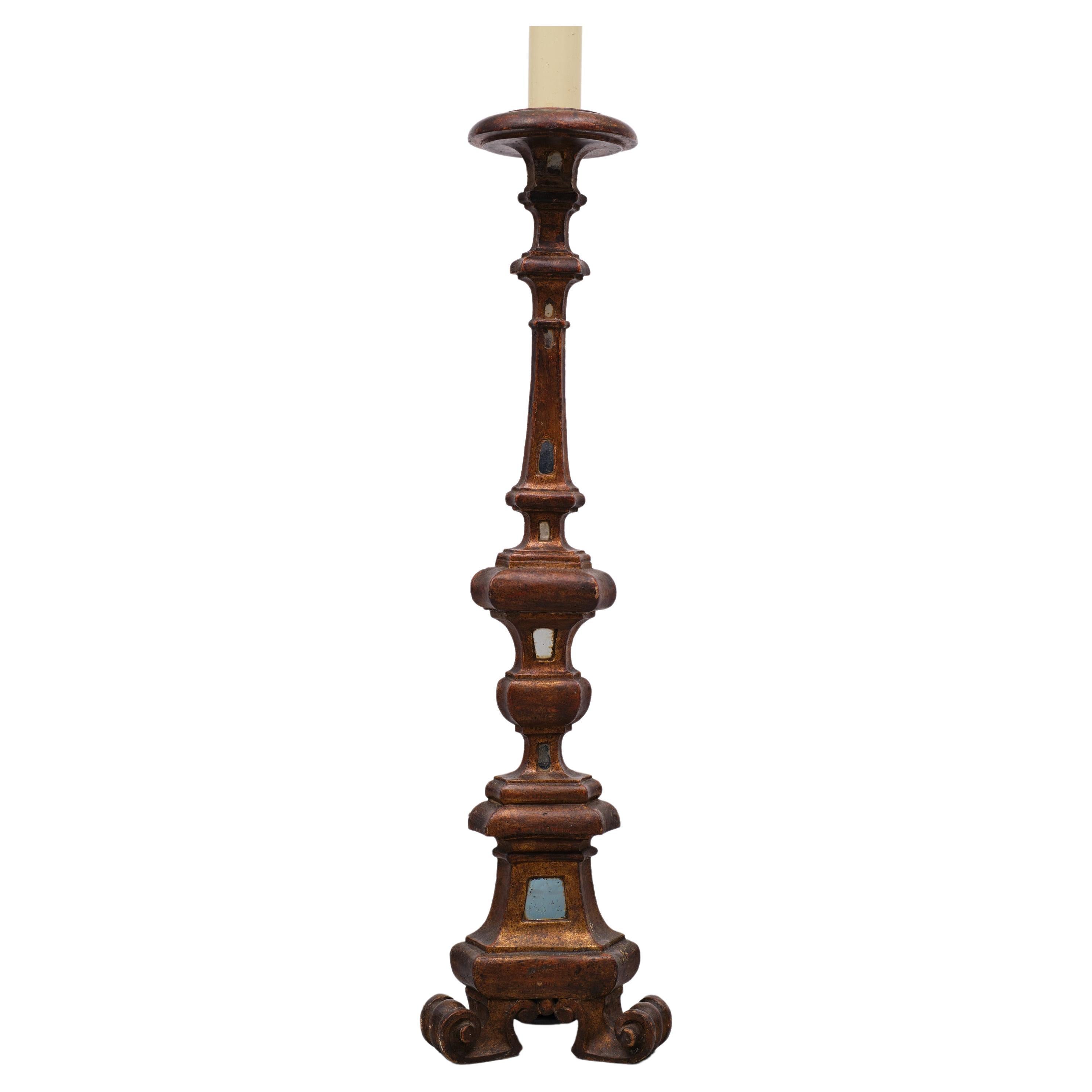 Italian Gilded Wooden Rococo Floor Lamp, 1950s In Good Condition For Sale In Den Haag, NL