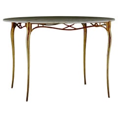 Used Italian Gilt Aluminum and Marble Dining Table