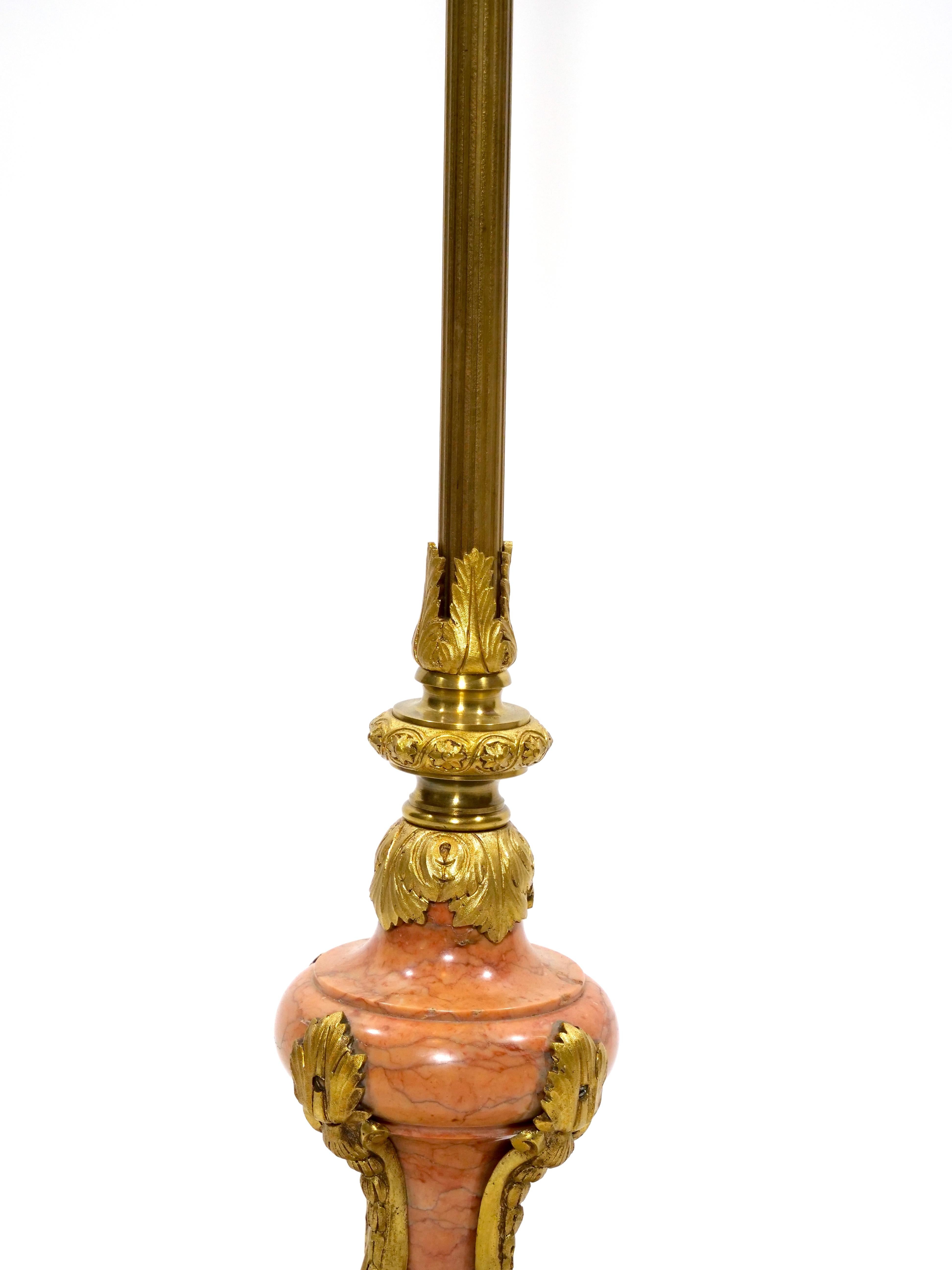 Italian Gilt Brass / Marble Base Floor Lamp 7