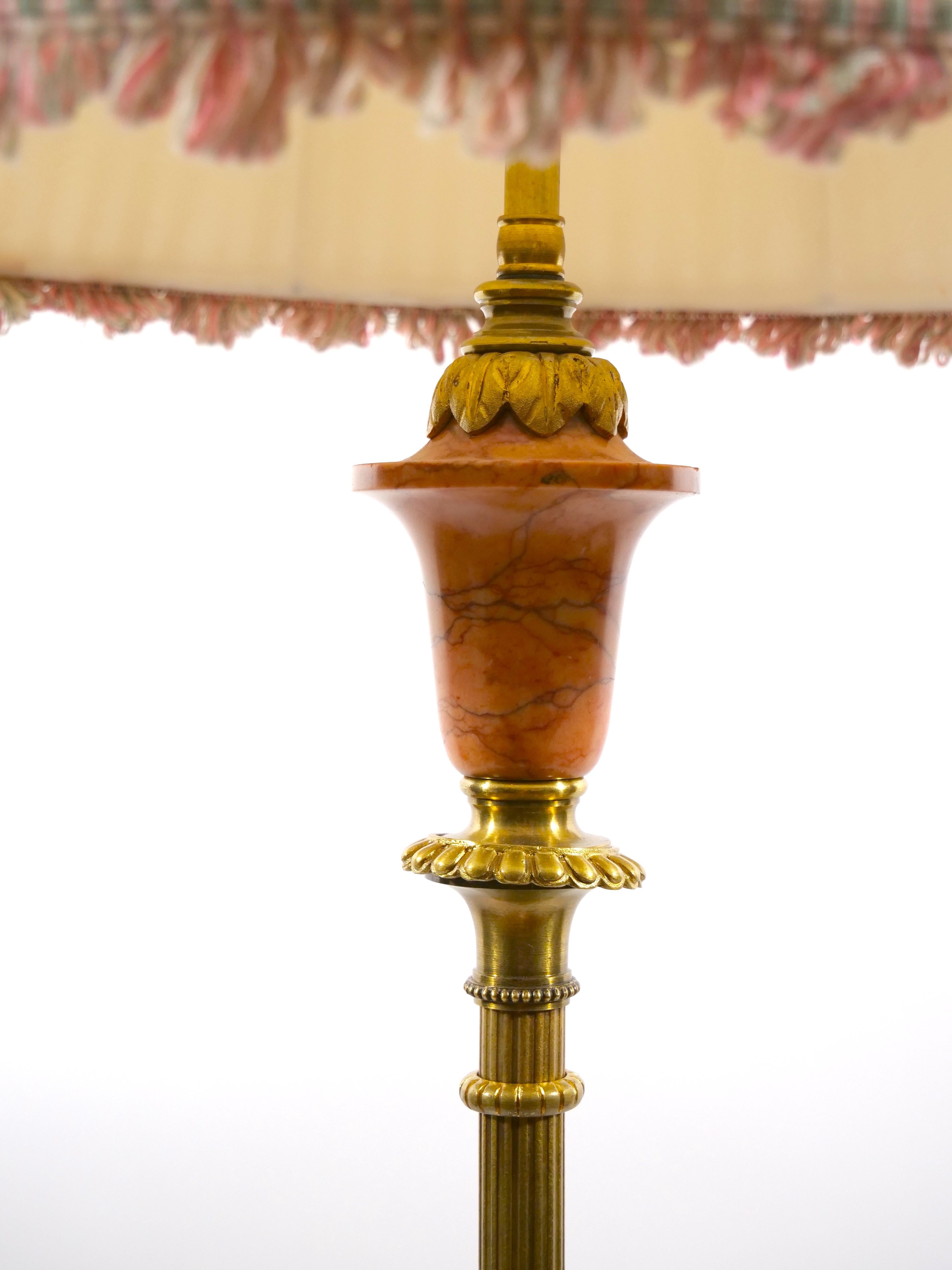 Italian Gilt Brass / Marble Base Floor Lamp 8
