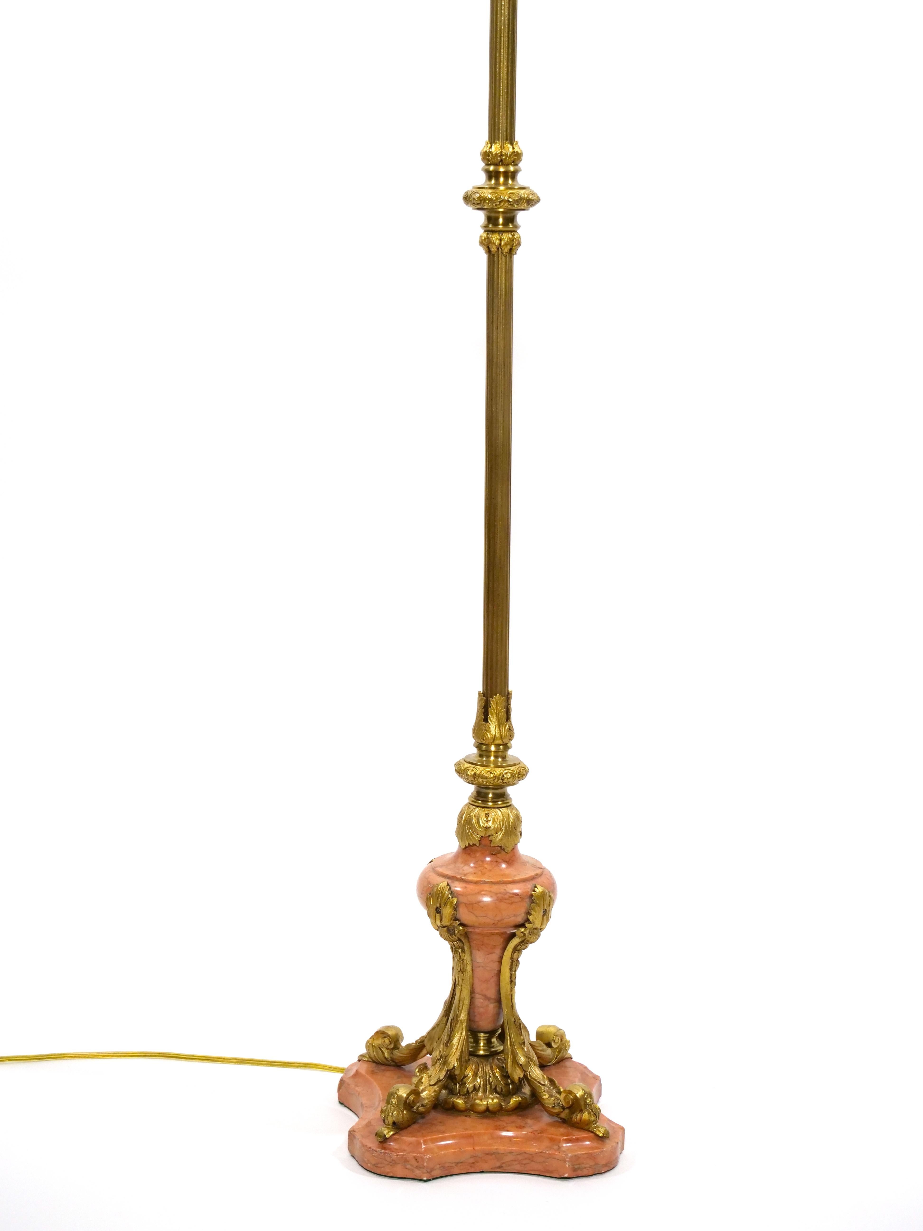 Italian Gilt Brass / Marble Base Floor Lamp 11