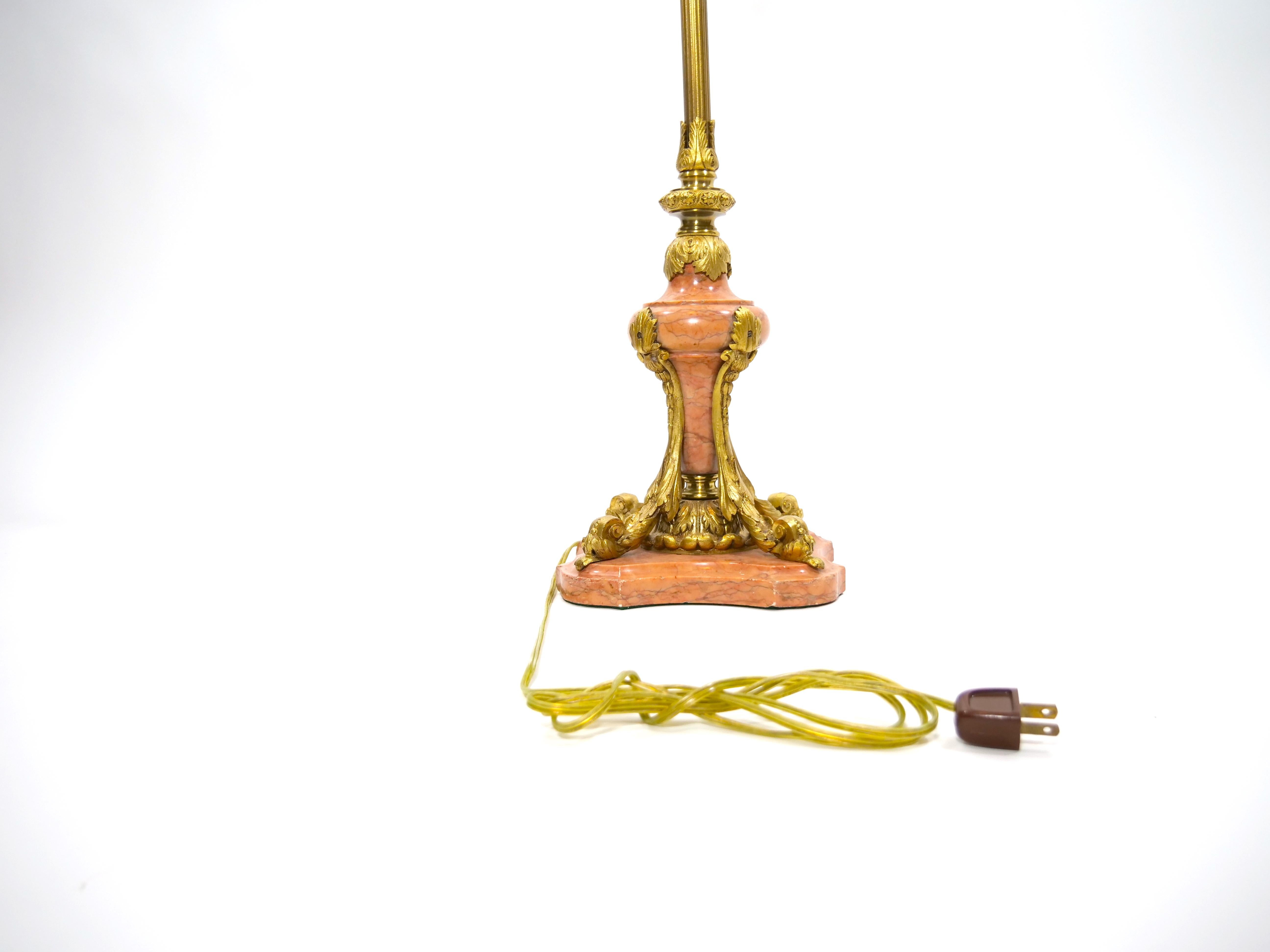 Italian Gilt Brass / Marble Base Floor Lamp 12
