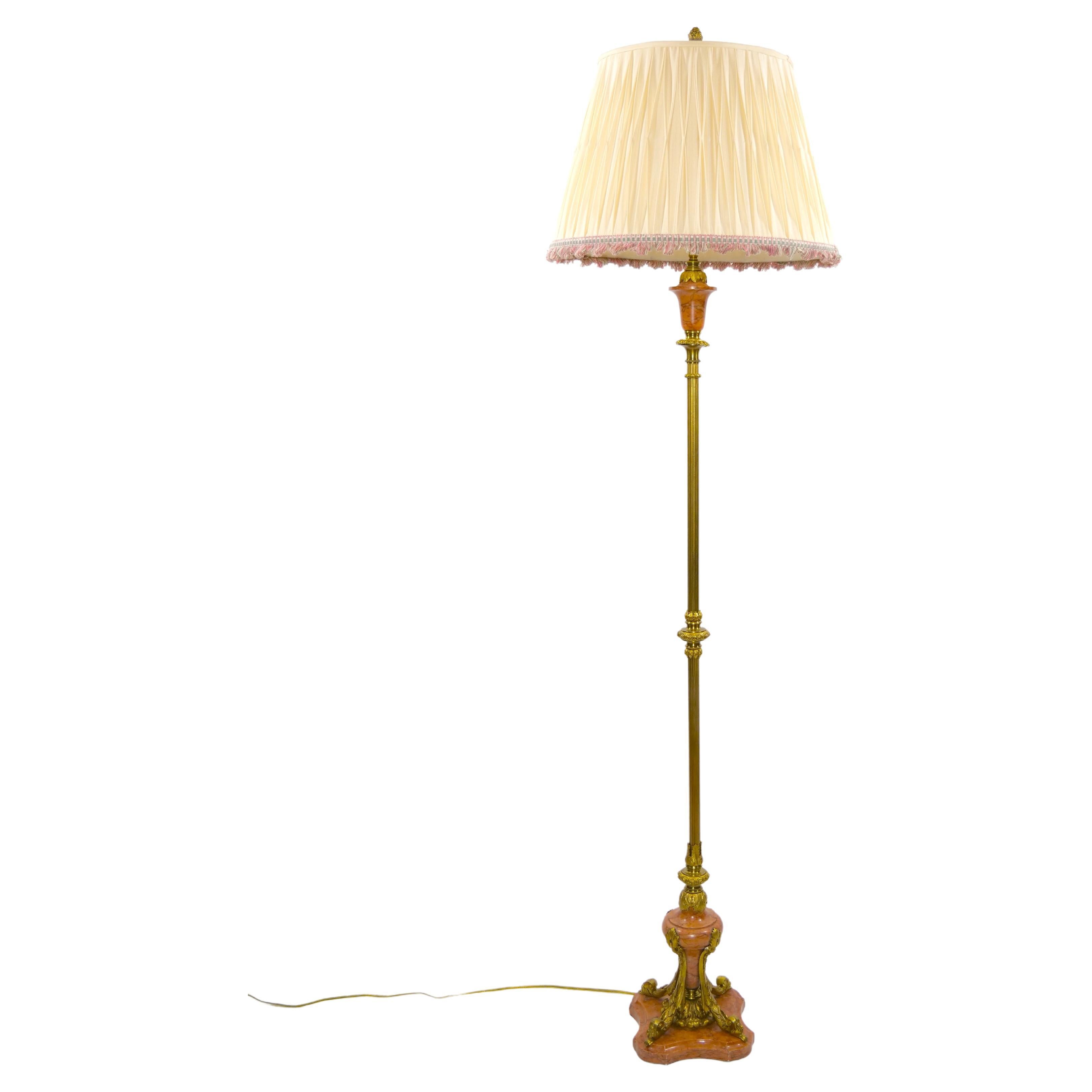 Italian Gilt Brass / Marble Base Floor Lamp 13