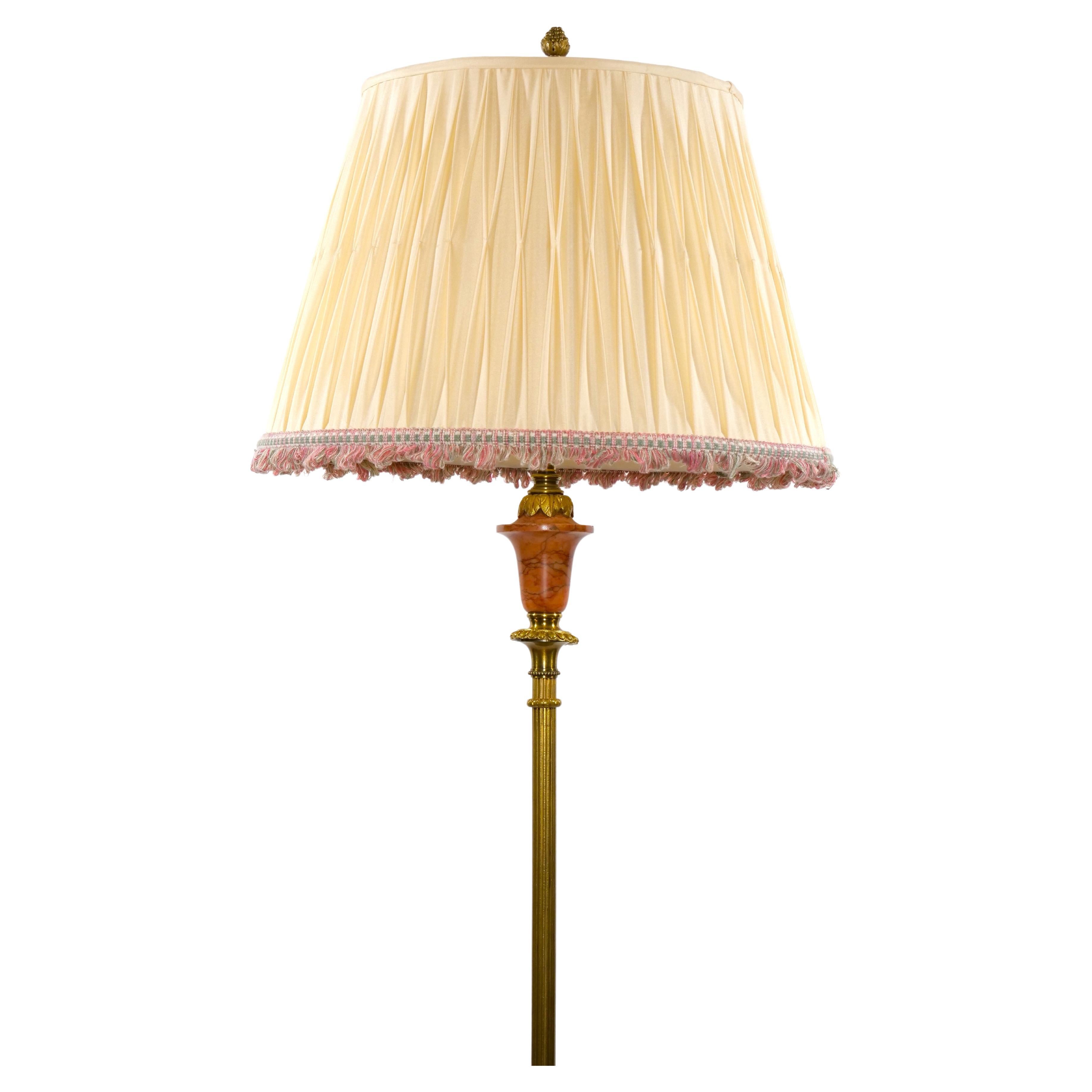 Italian Gilt Brass / Marble Base Floor Lamp 1