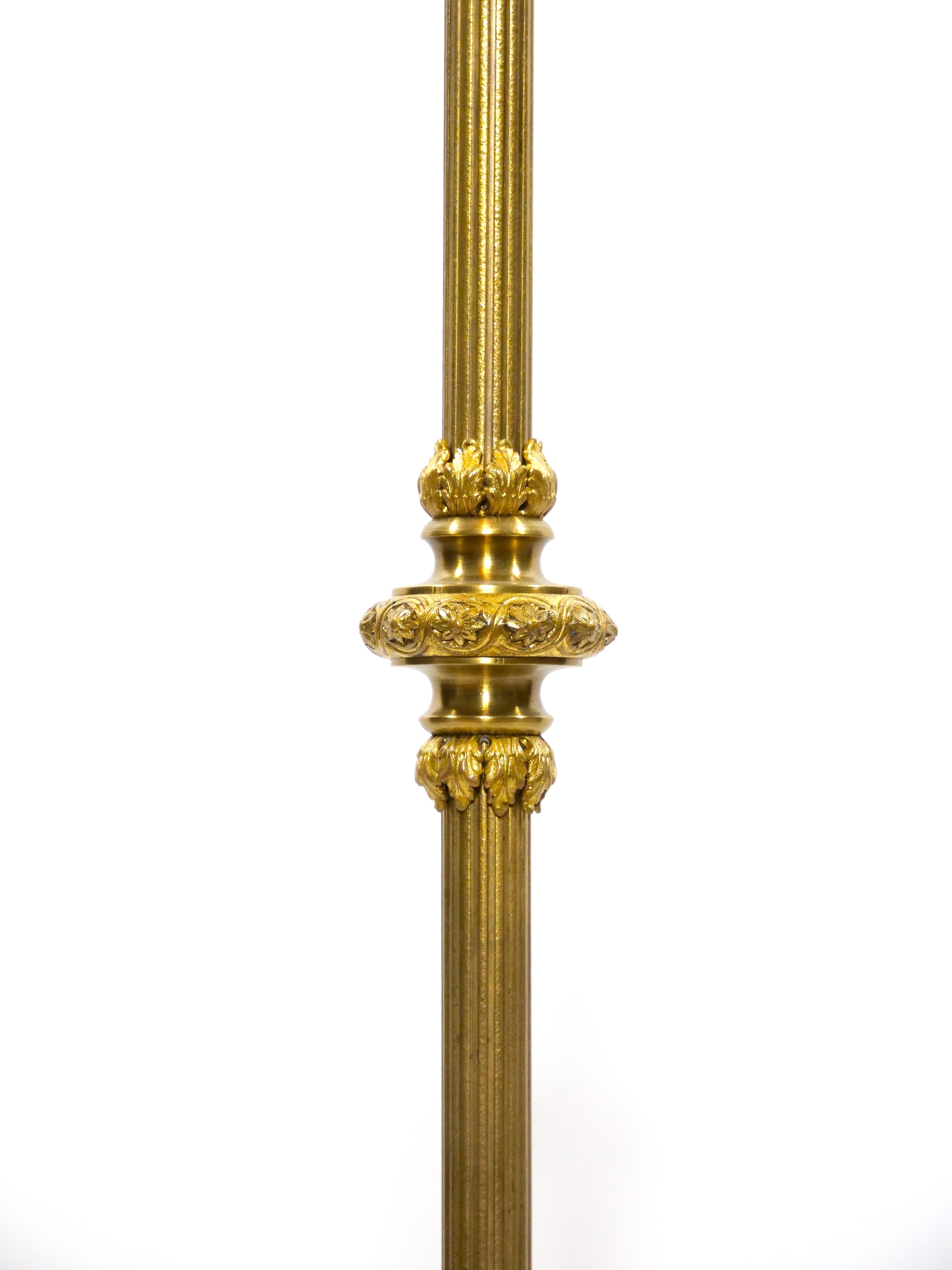 Italian Gilt Brass / Marble Base Floor Lamp 2