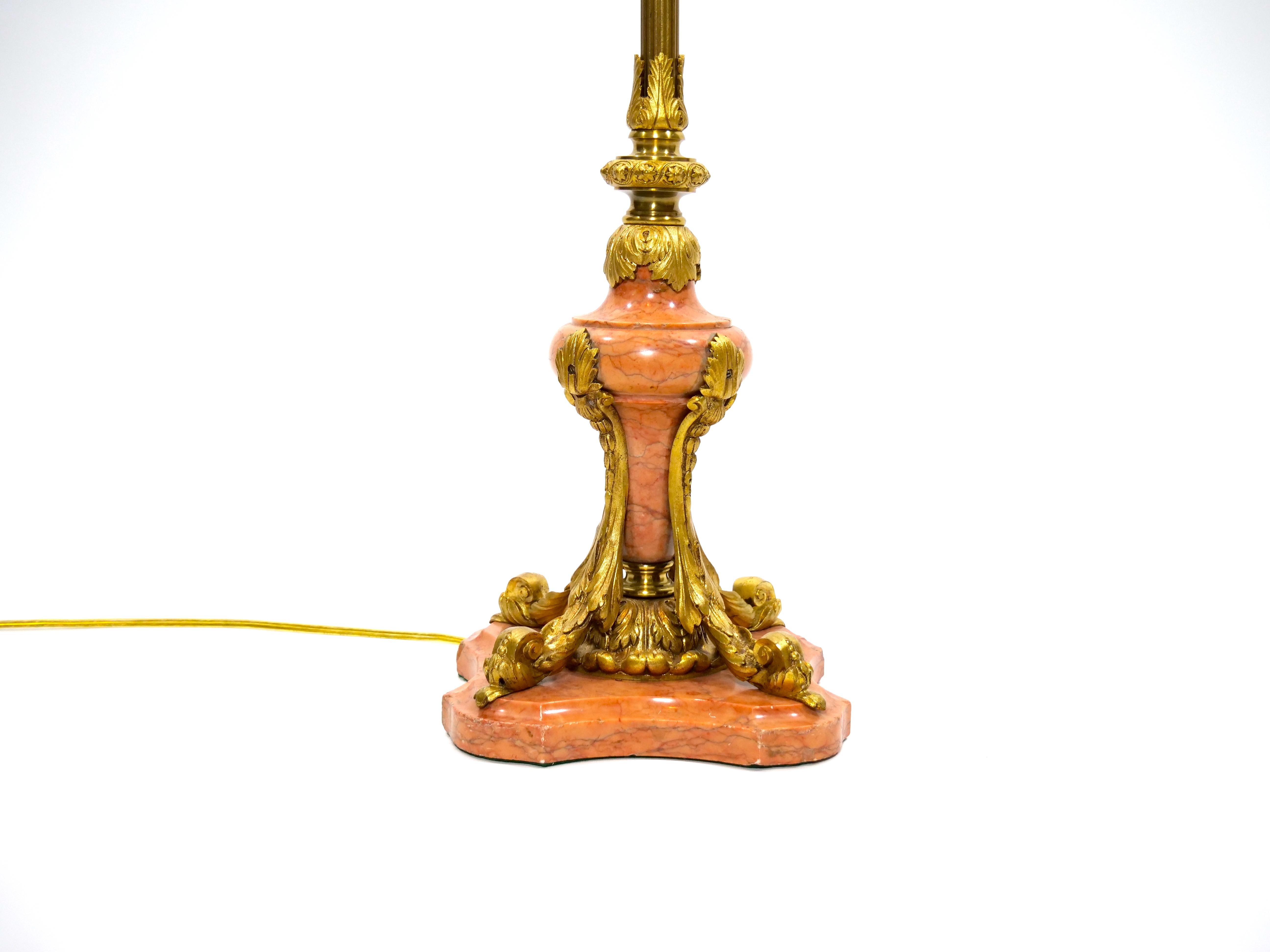 Italian Gilt Brass / Marble Base Floor Lamp 4