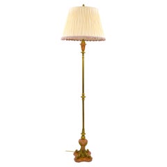 Antique Italian Gilt Brass / Marble Base Floor Lamp