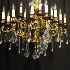 Italian Gilt Bronze 20 Light Antique Chandelier