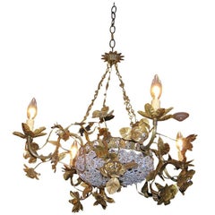 Italian Gilt Bronze and Crystal Chandelier