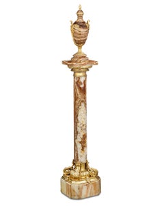 Italian Gilt Bronze And Marble Pedestal With Urn