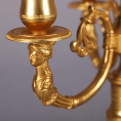 Italian Gilt Bronze Figural Three-Candle Light Bouillotte Table Lamp