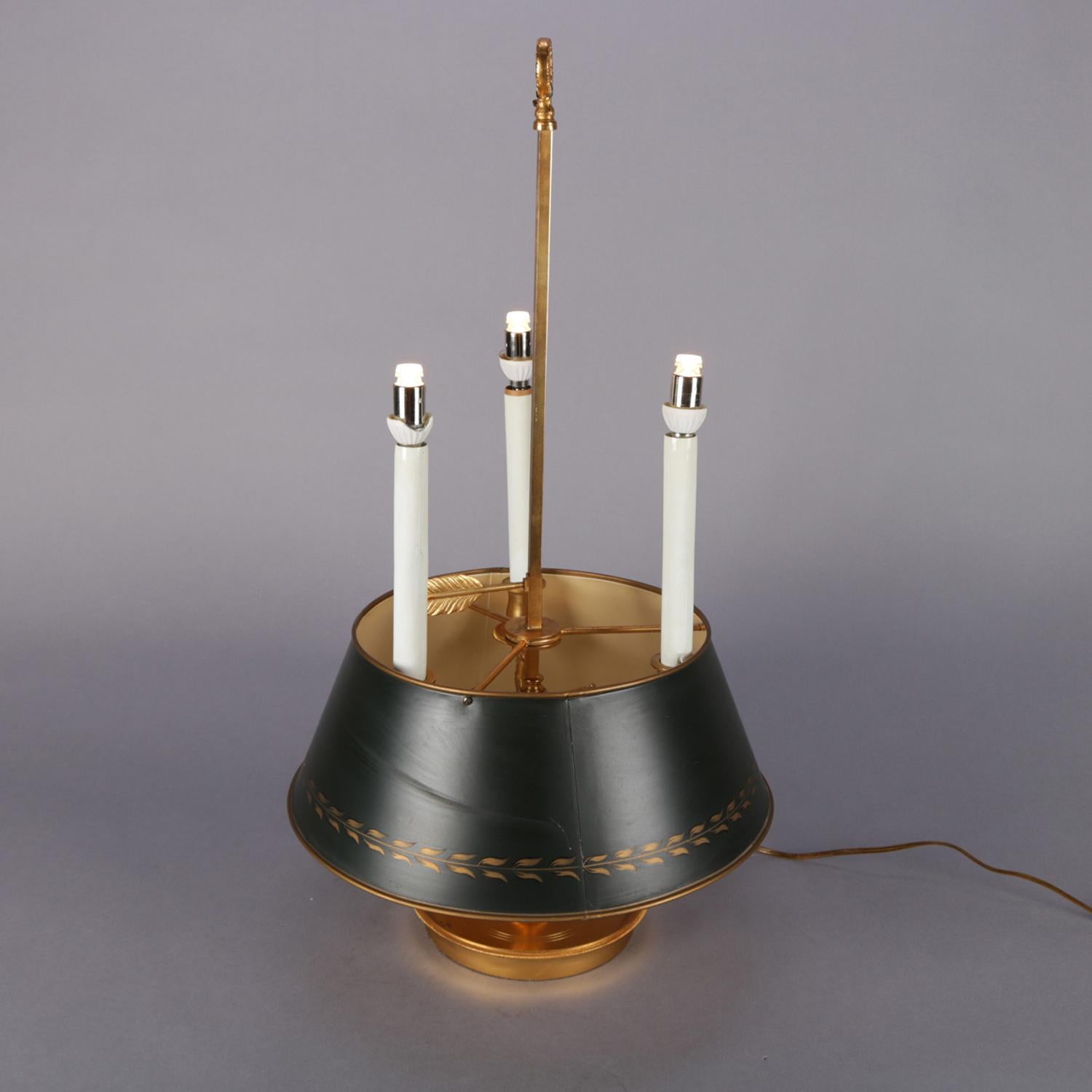 Italian Gilt Bronze Figural Three-Candle Light Bouillotte Table Lamp 4