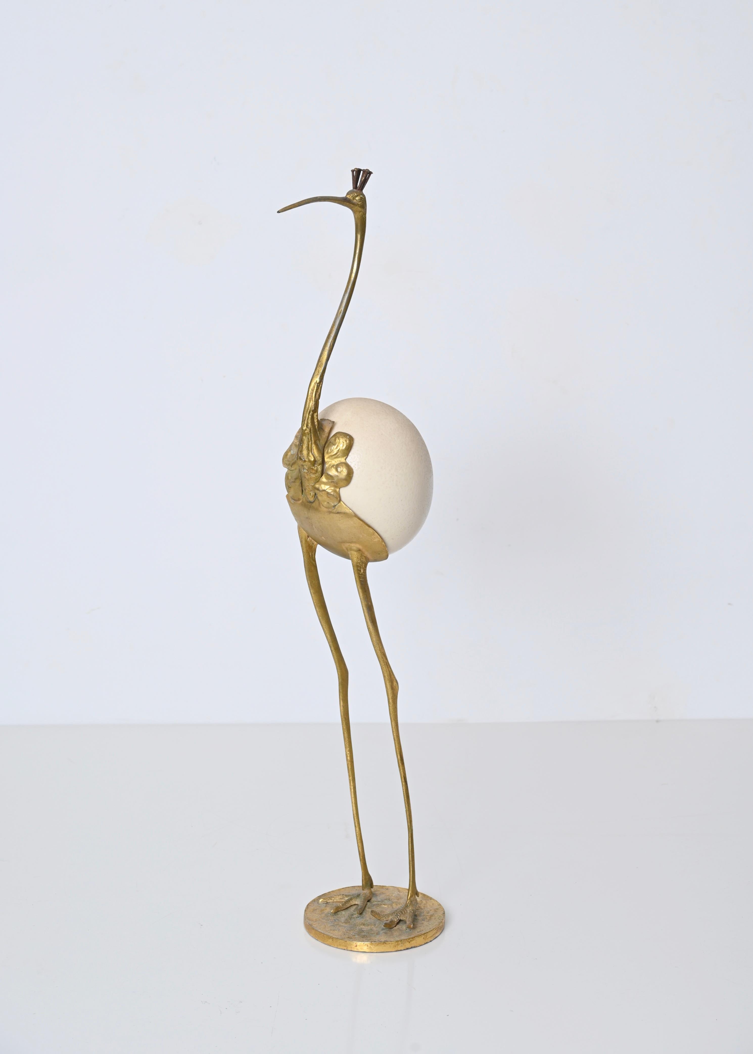 Italian Gilt Bronze Flamingo Sculpture, Gabriella Crespi Style, 1970s For Sale 7