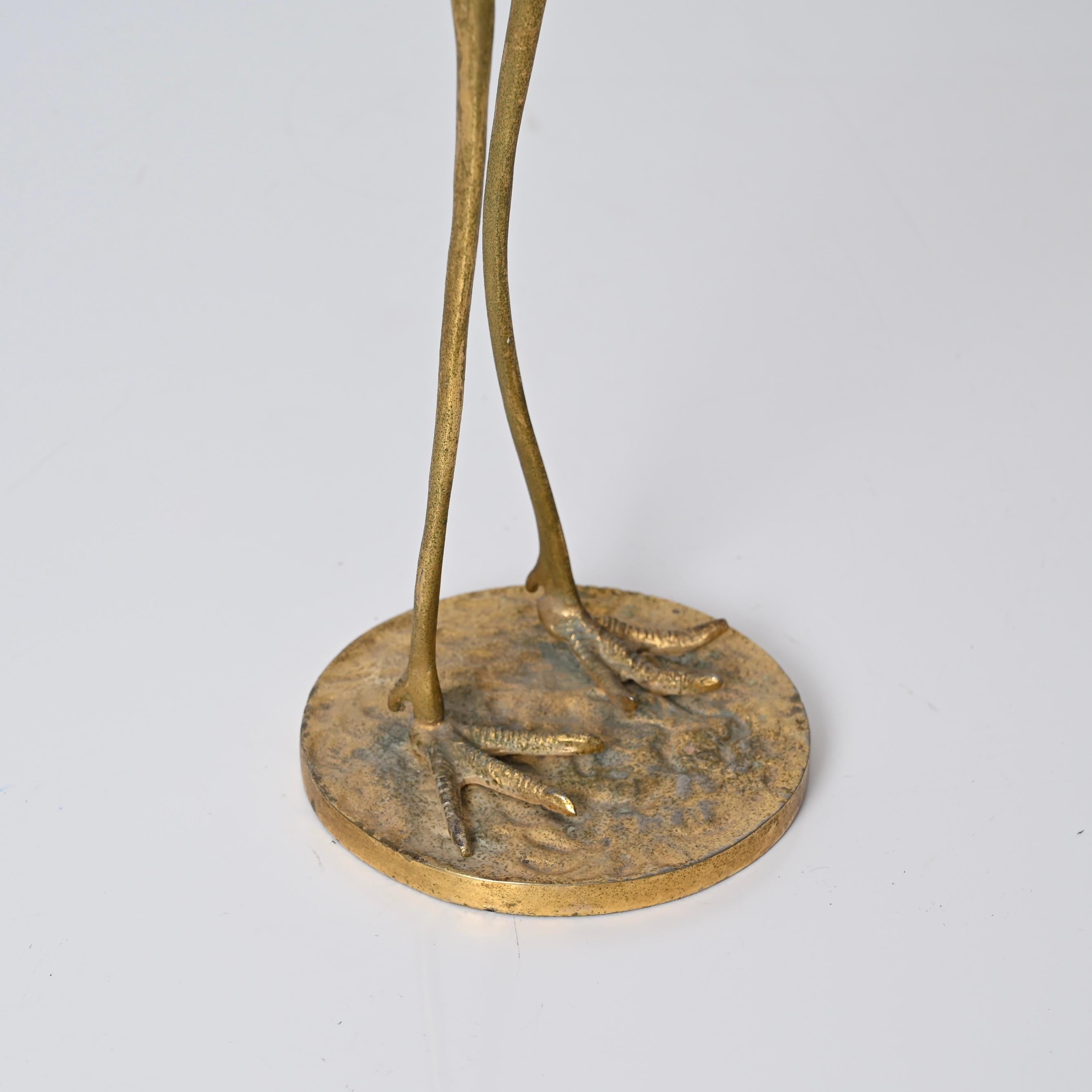 Italian Gilt Bronze Flamingo Sculpture, Gabriella Crespi Style, 1970s For Sale 10