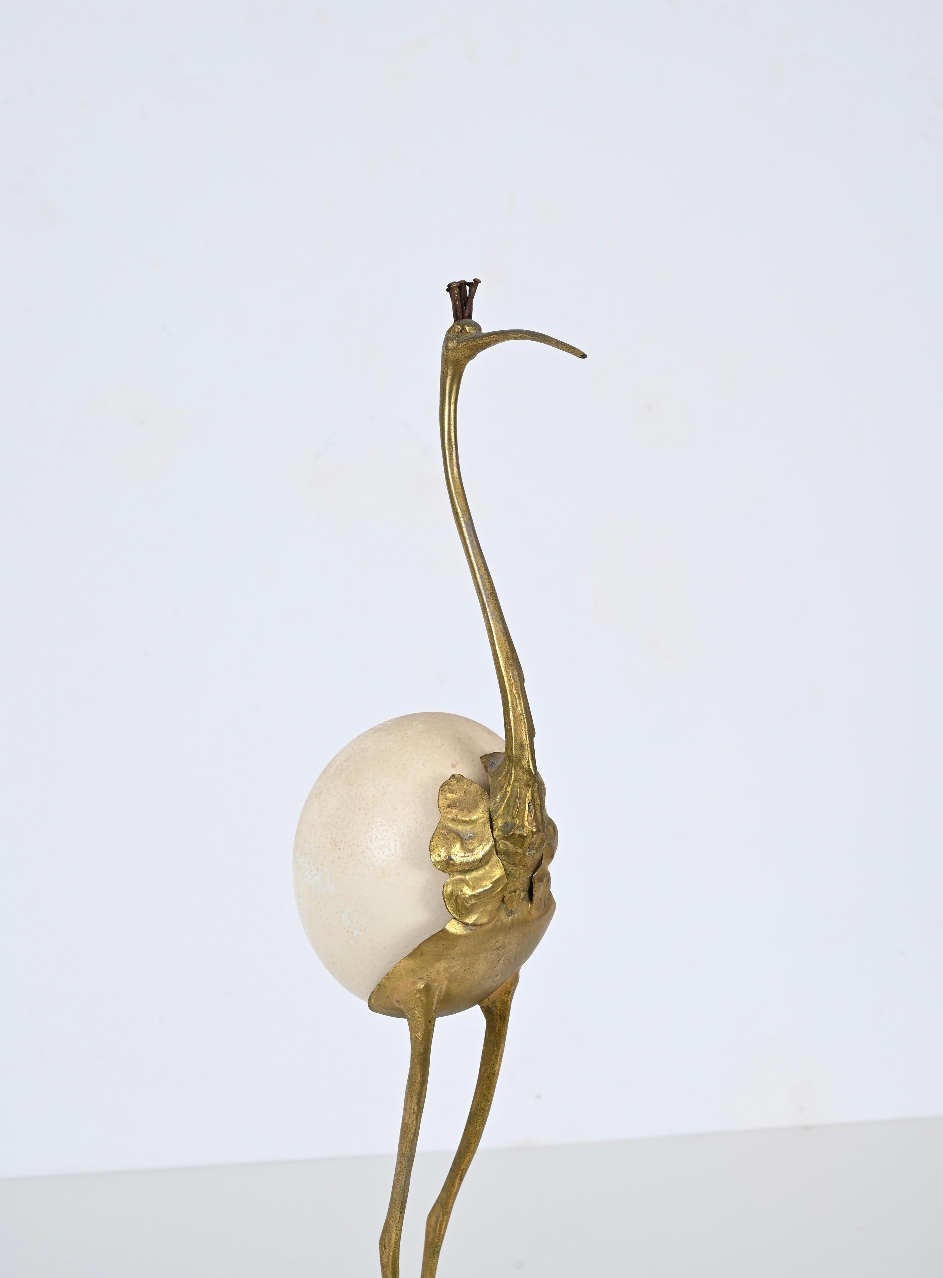 Italian Gilt Bronze Flamingo Sculpture, Gabriella Crespi Style, 1970s For Sale 3