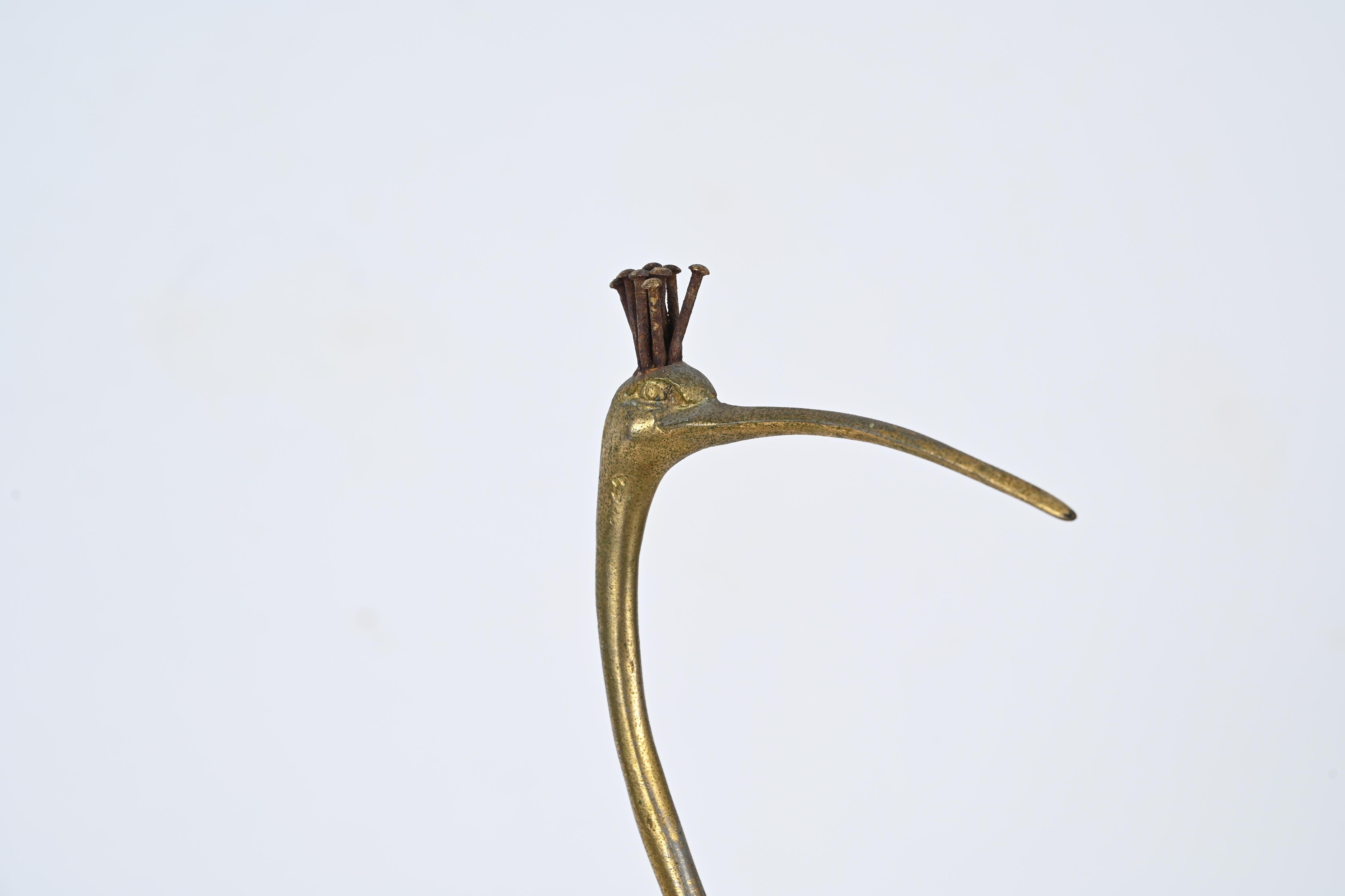 Italian Gilt Bronze Flamingo Sculpture, Gabriella Crespi Style, 1970s For Sale 4