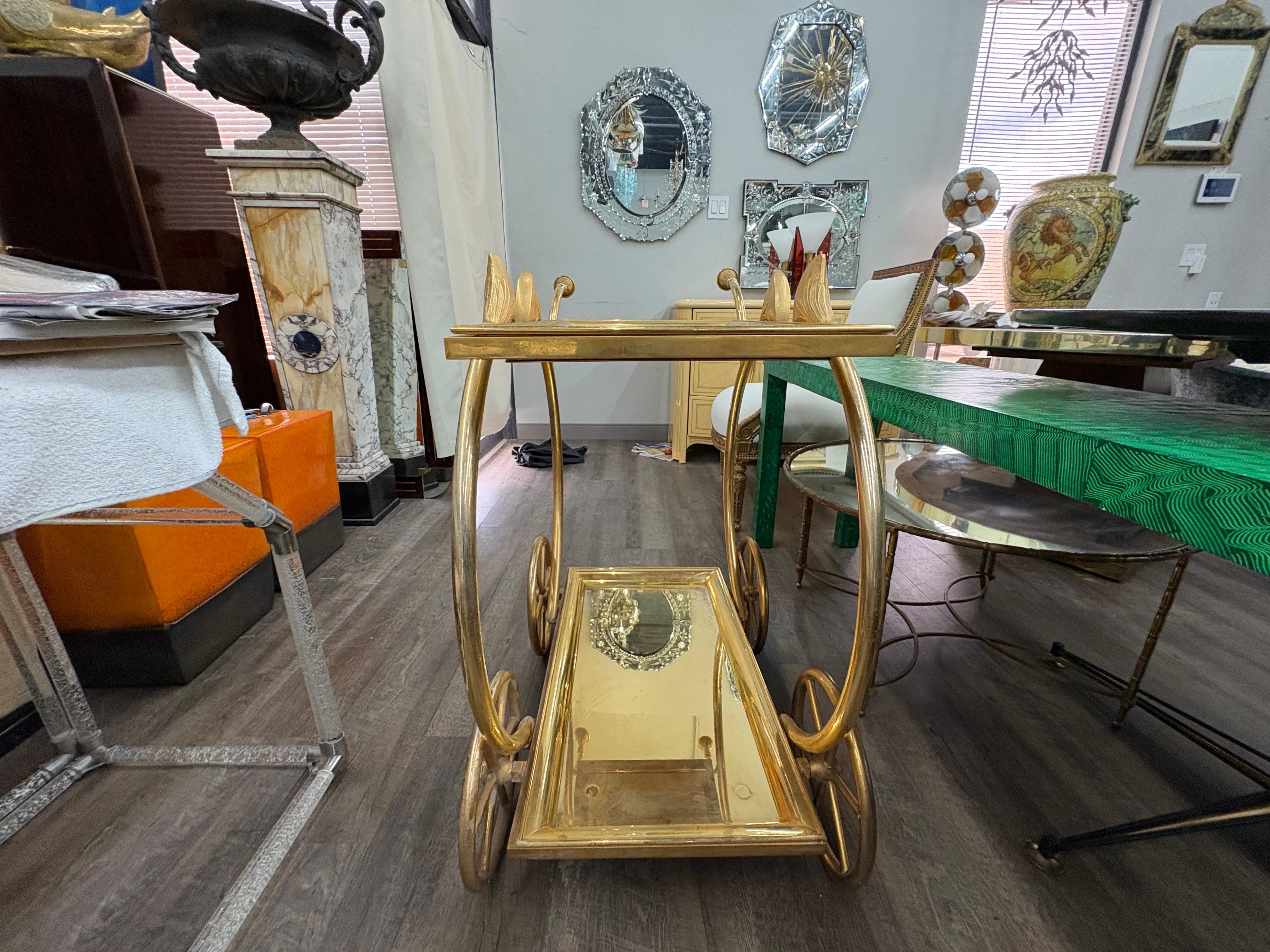 Italian Gilt Bronze Serving Cart For Sale 8