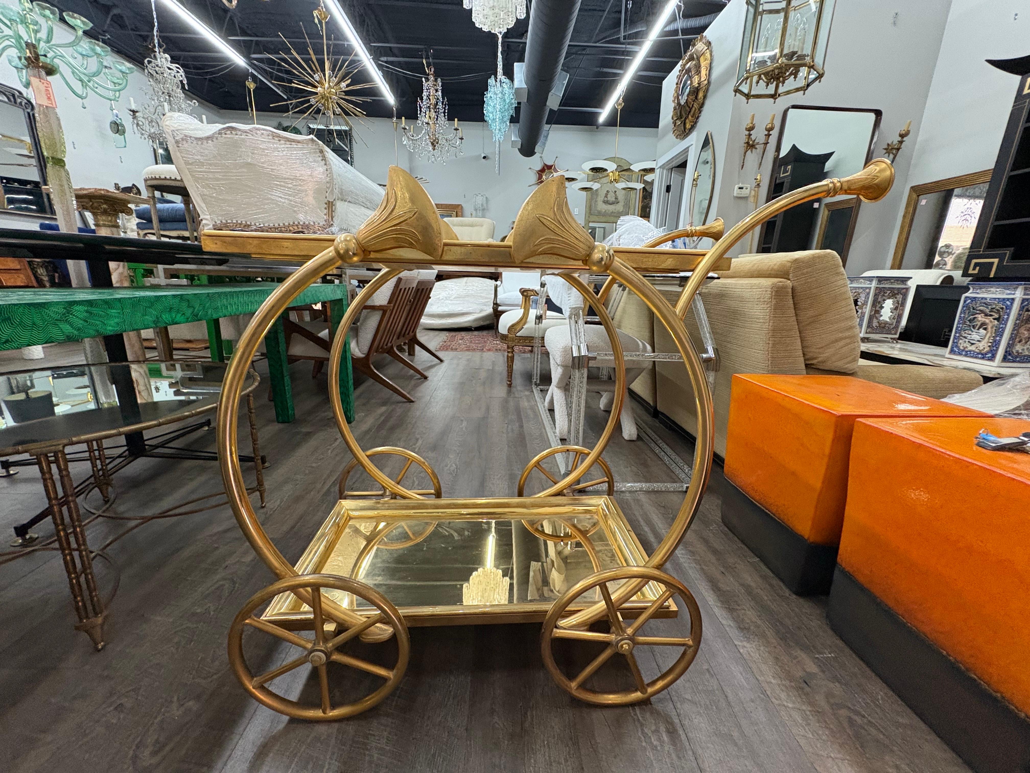 Italian Gilt Bronze Serving Cart For Sale 1
