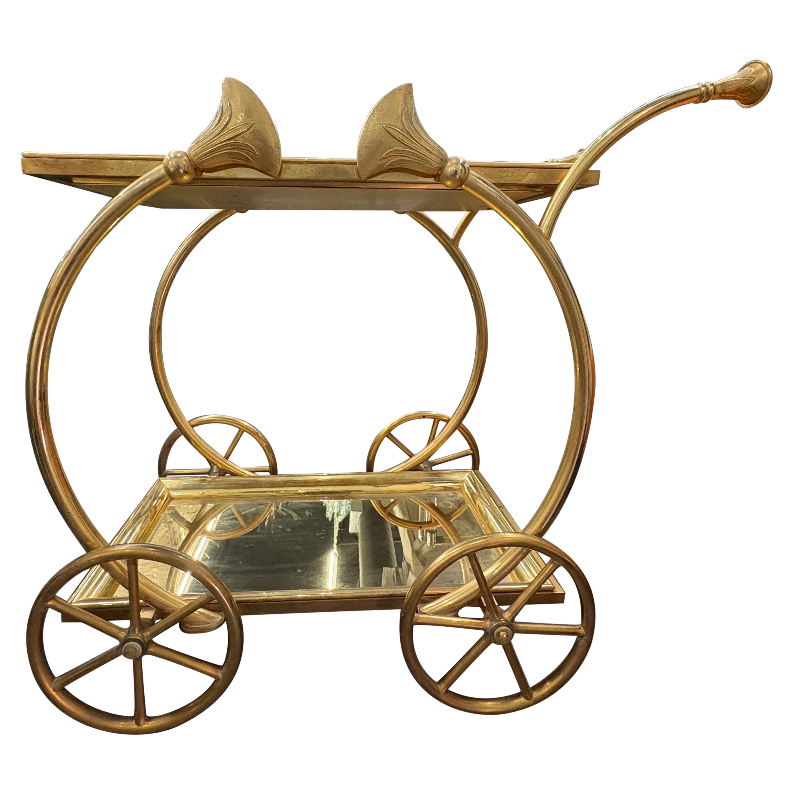 Italian Gilt Bronze Serving Cart For Sale