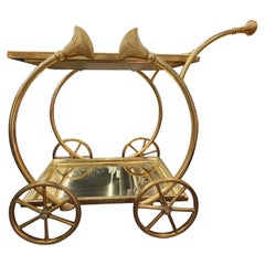 Italienischer Servierwagen aus vergoldeter Bronze
